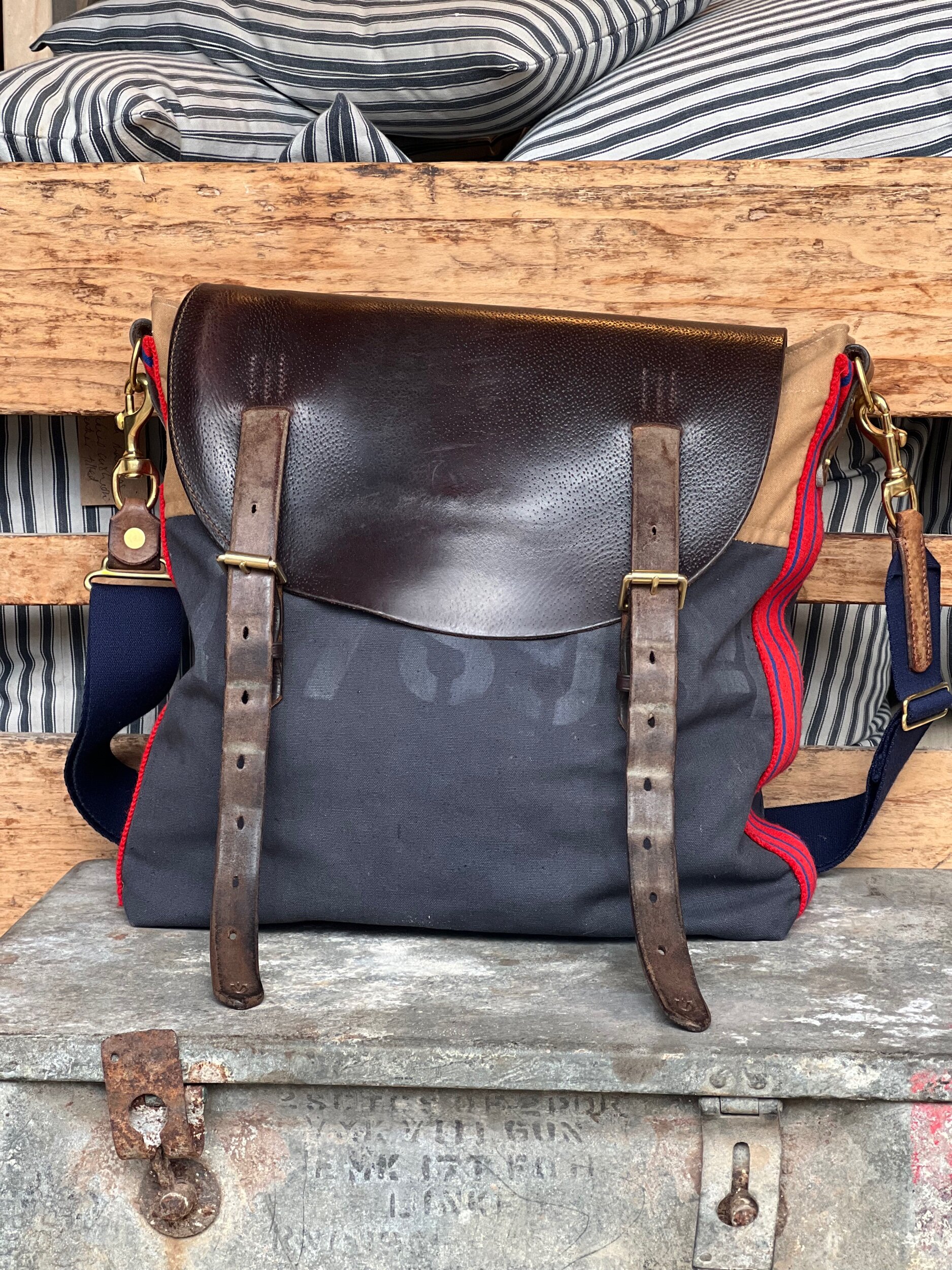 Rag of Colts  repurposed military canvas satchel bag messenger bag man bag handmade slow fashion