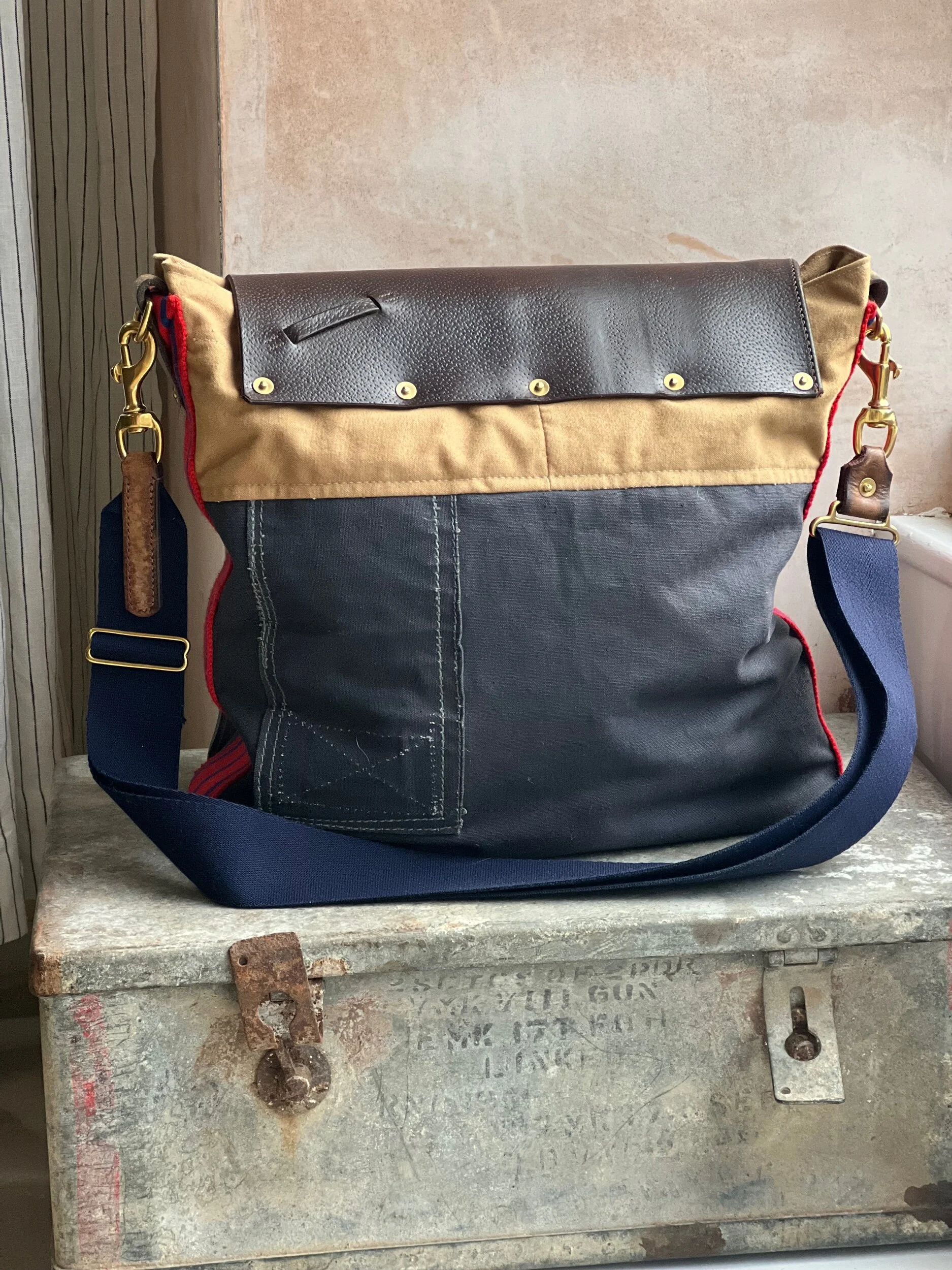 Rag of Colts  repurposed military canvas satchel bag messenger bag man bag handmade slow fashion