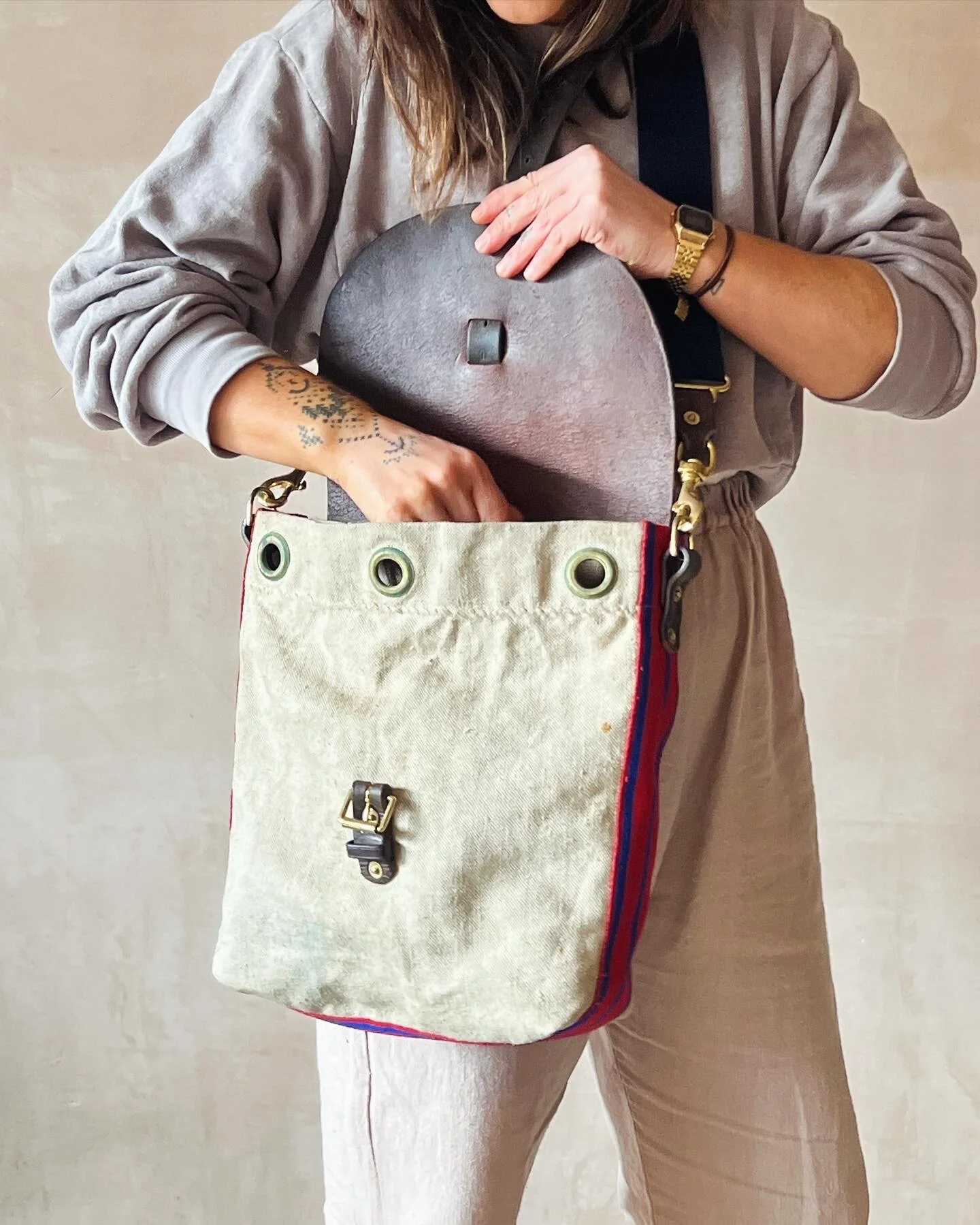 Rag of Colts  repurposed military canvas satchel bag messenger bag man bag handmade slow fashion