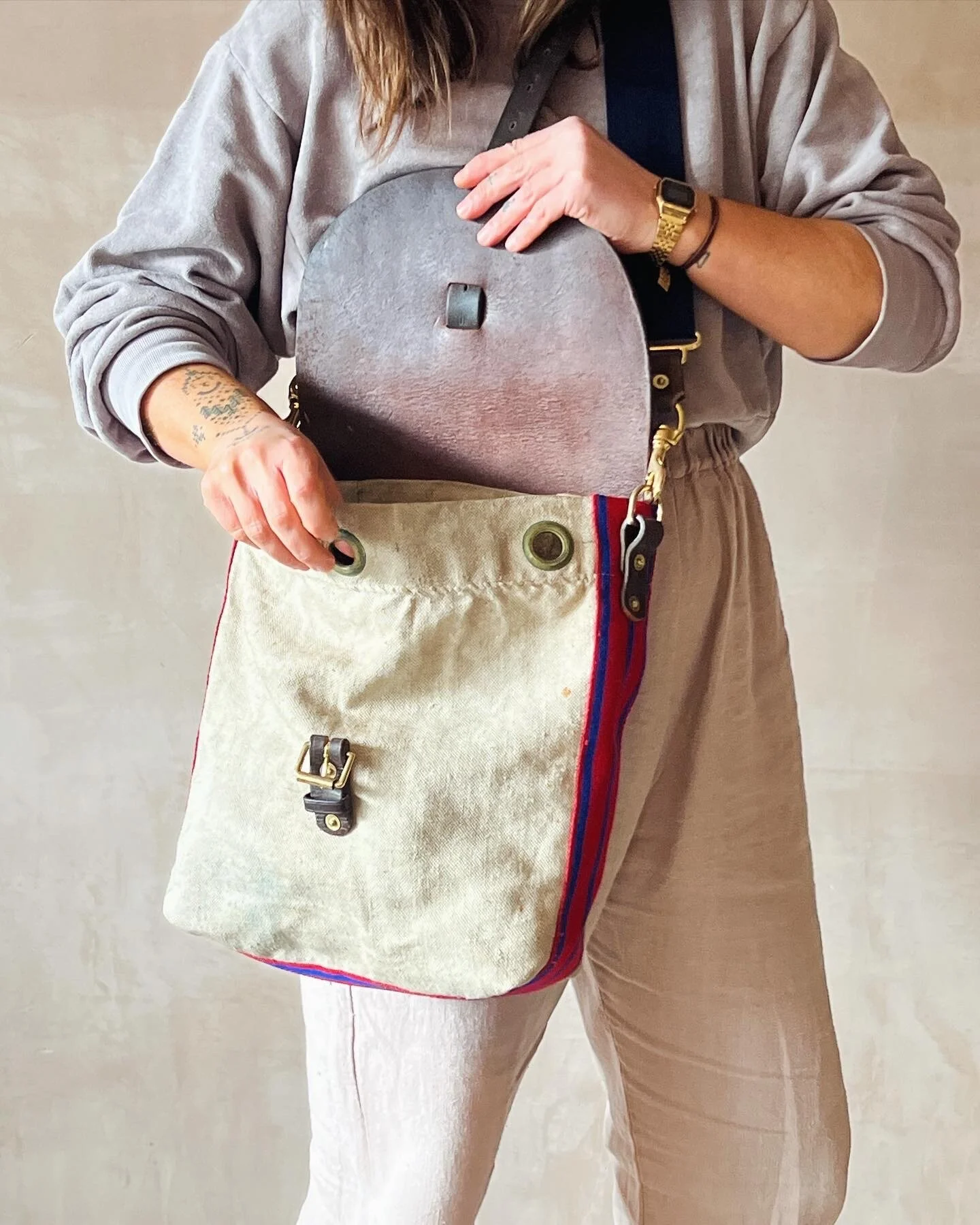 Rag of Colts  repurposed military canvas satchel bag messenger bag man bag handmade slow fashion