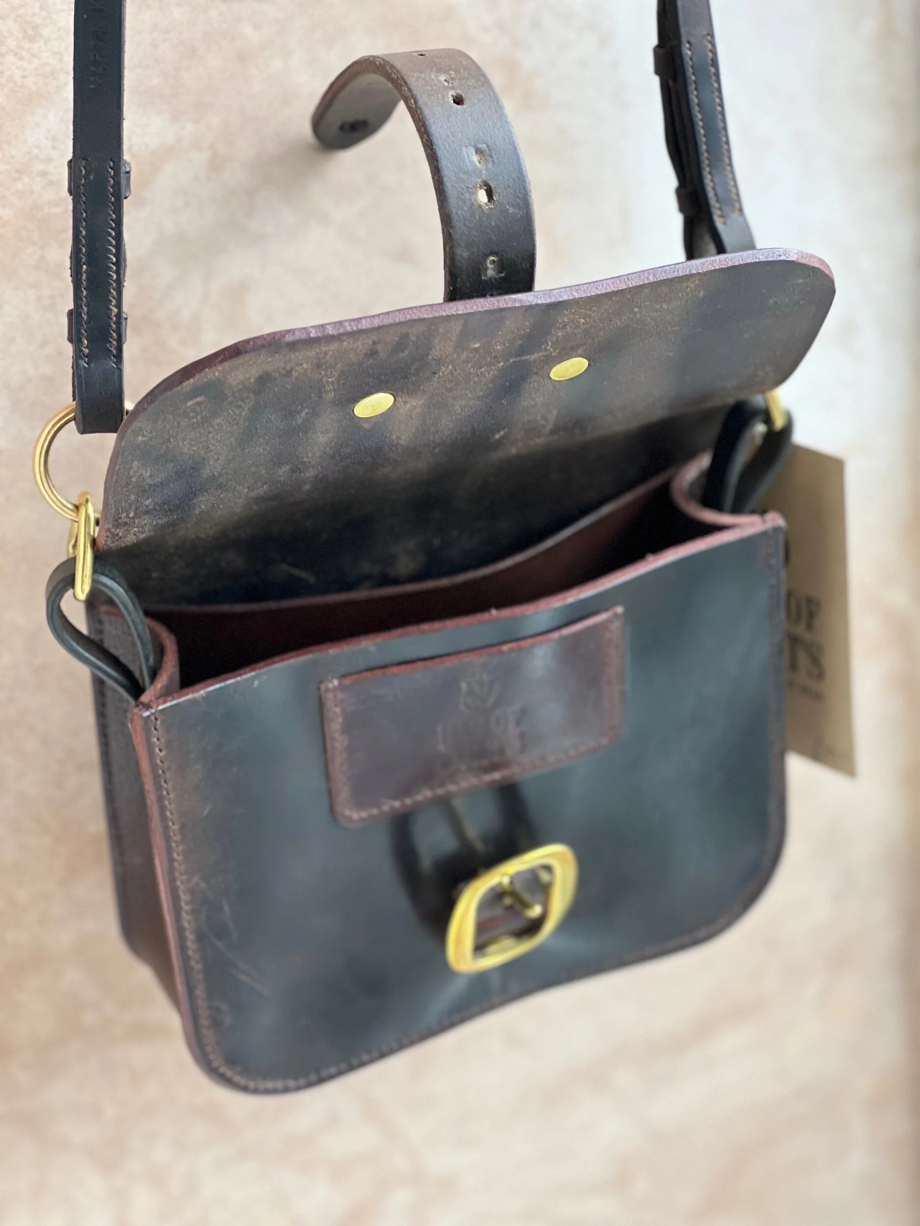rag of colts handmade repurposed saddle leather hand bag hand stitched saddle stitched leather bag handbag