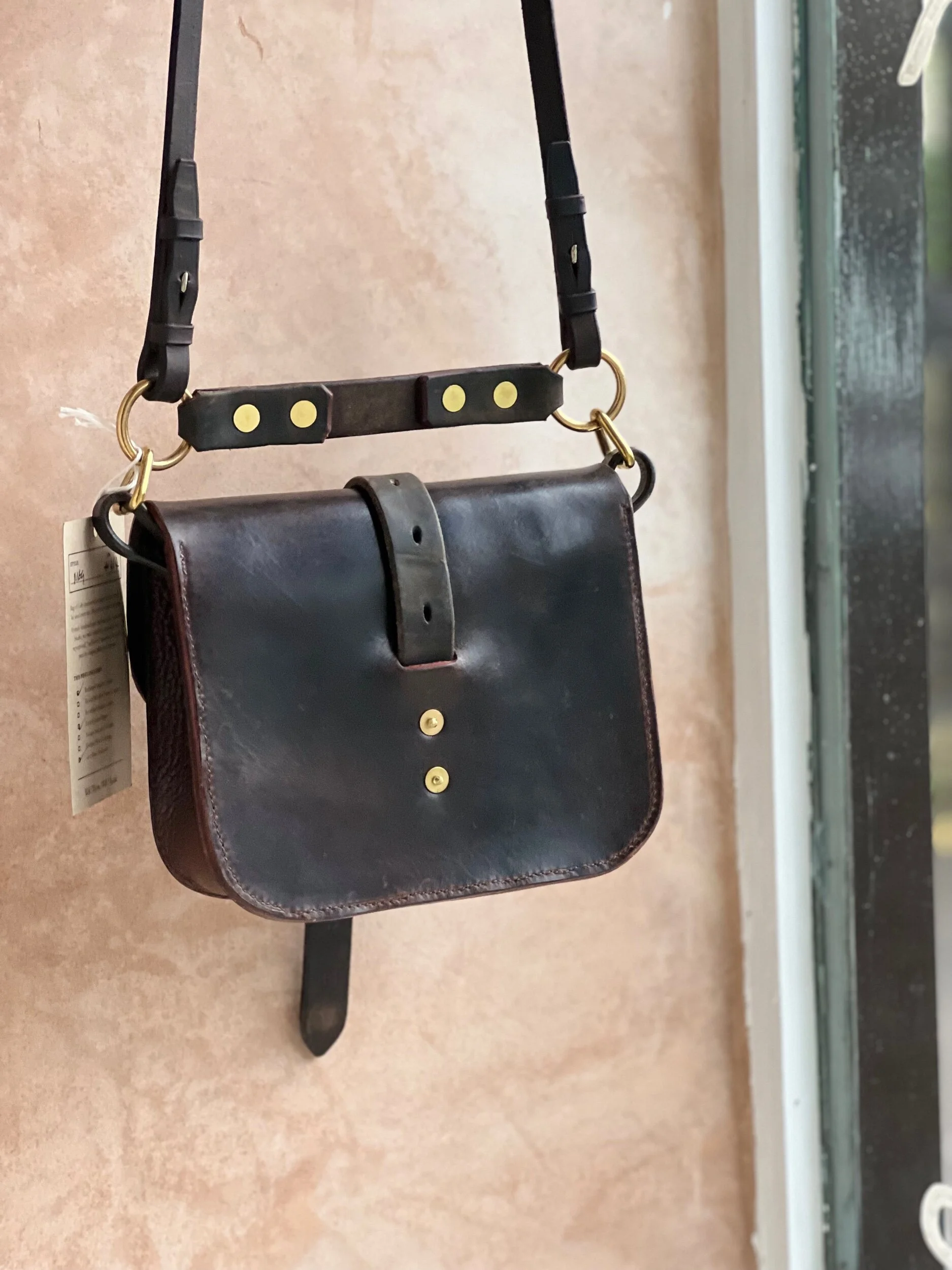 rag of colts handmade repurposed saddle leather hand bag hand stitched saddle stitched leather bag handbag