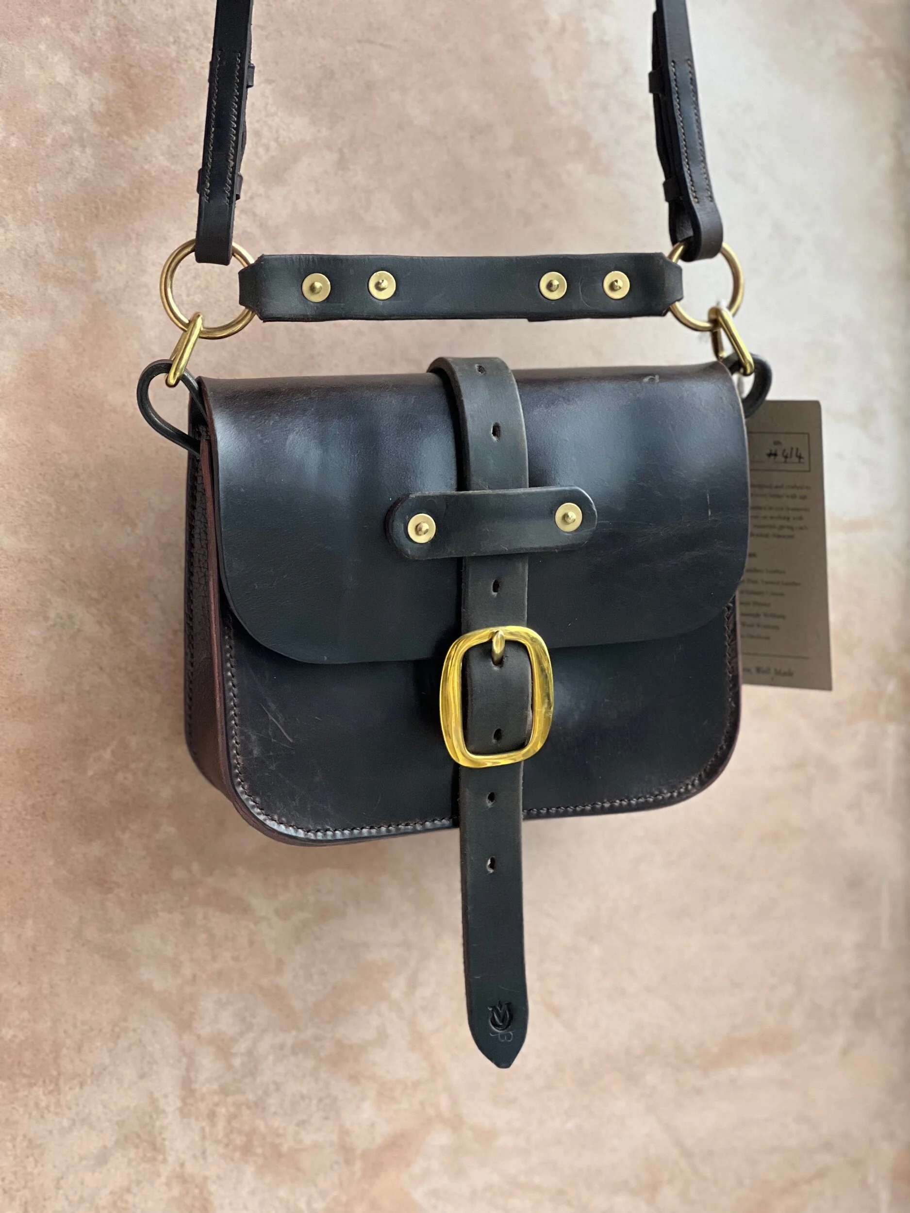 rag of colts handmade repurposed saddle leather hand bag hand stitched saddle stitched leather bag handbag