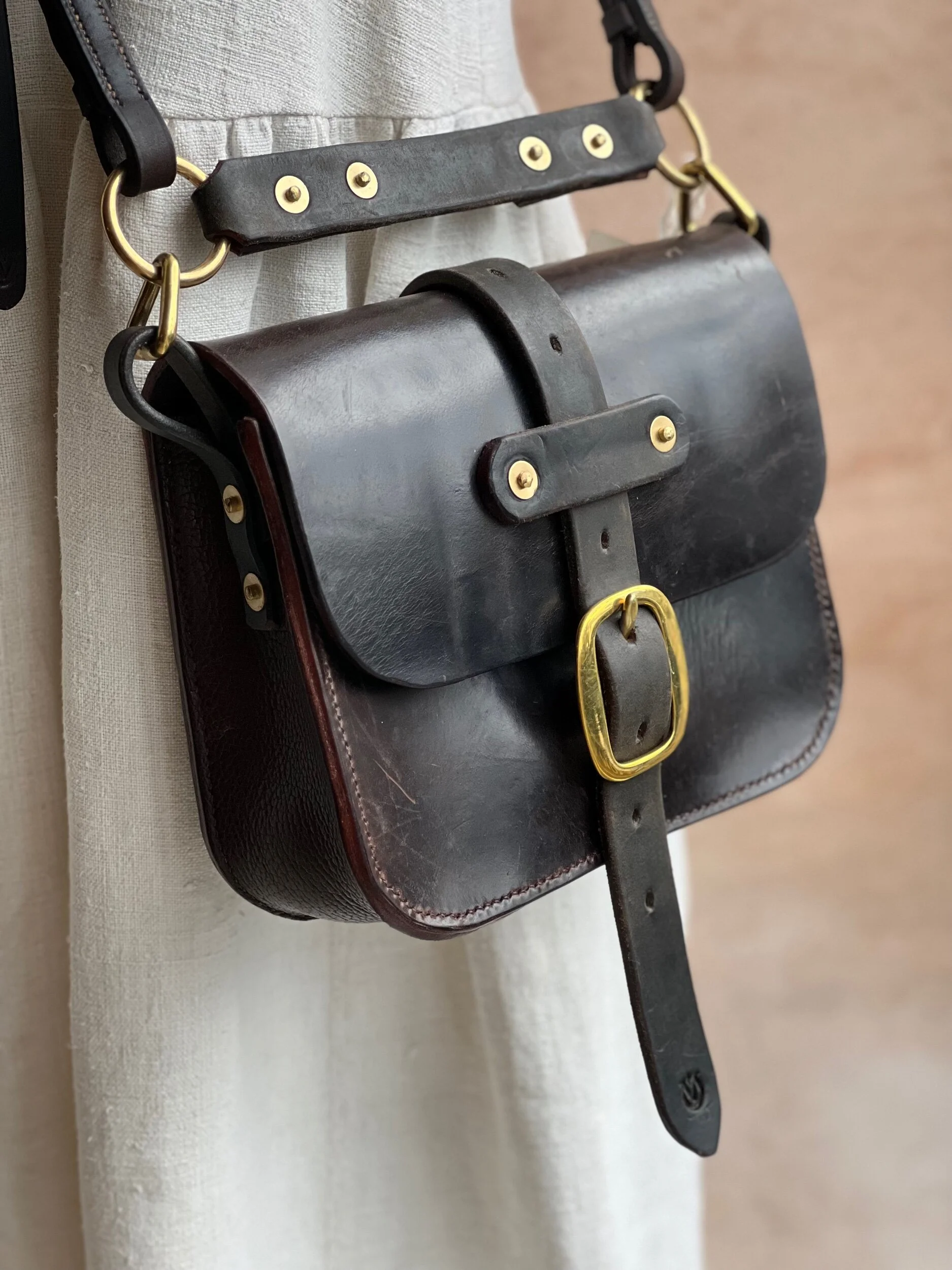 rag of colts handmade repurposed saddle leather hand bag hand stitched saddle stitched leather bag handbag