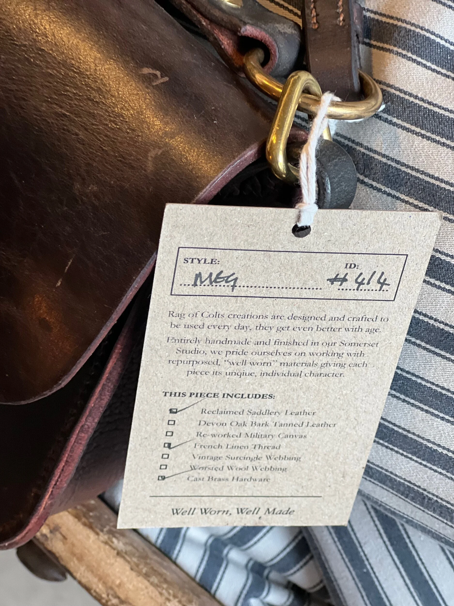 rag of colts handmade repurposed saddle leather hand bag hand stitched saddle stitched leather bag handbag