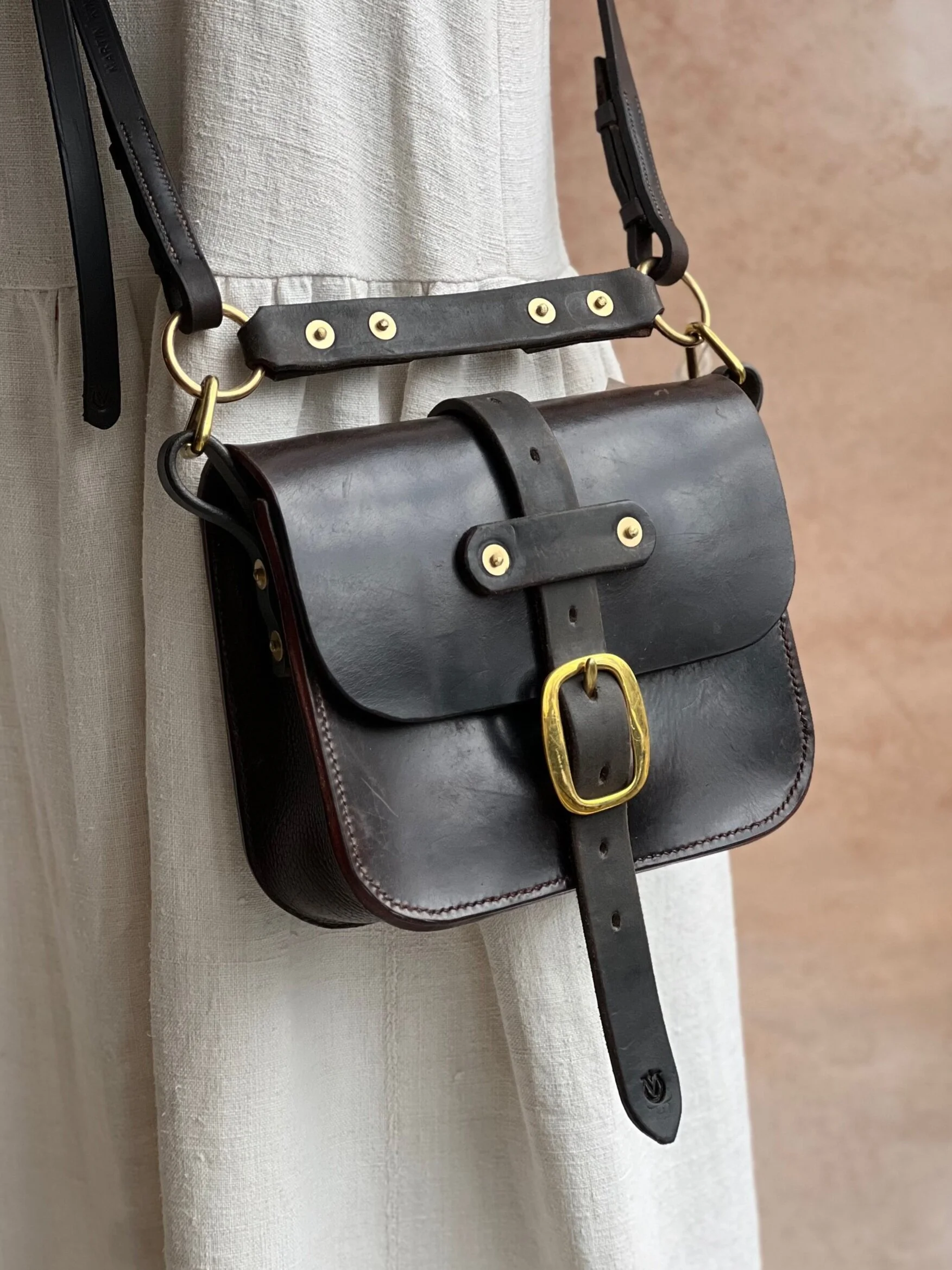 rag of colts handmade repurposed saddle leather hand bag hand stitched saddle stitched leather bag handbag