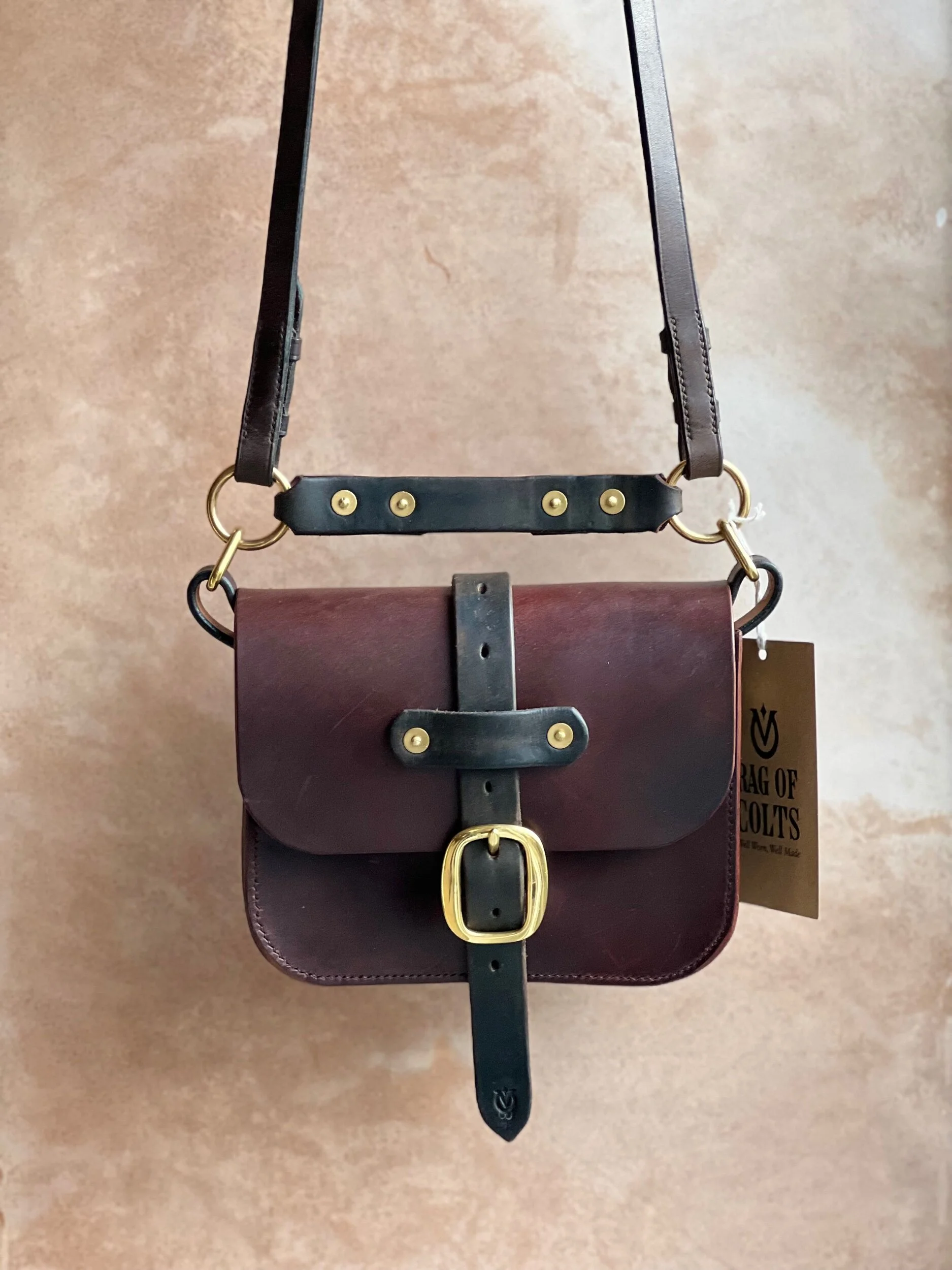 Rag of Colts handmade hand stitched repurposed saddle leather handbag