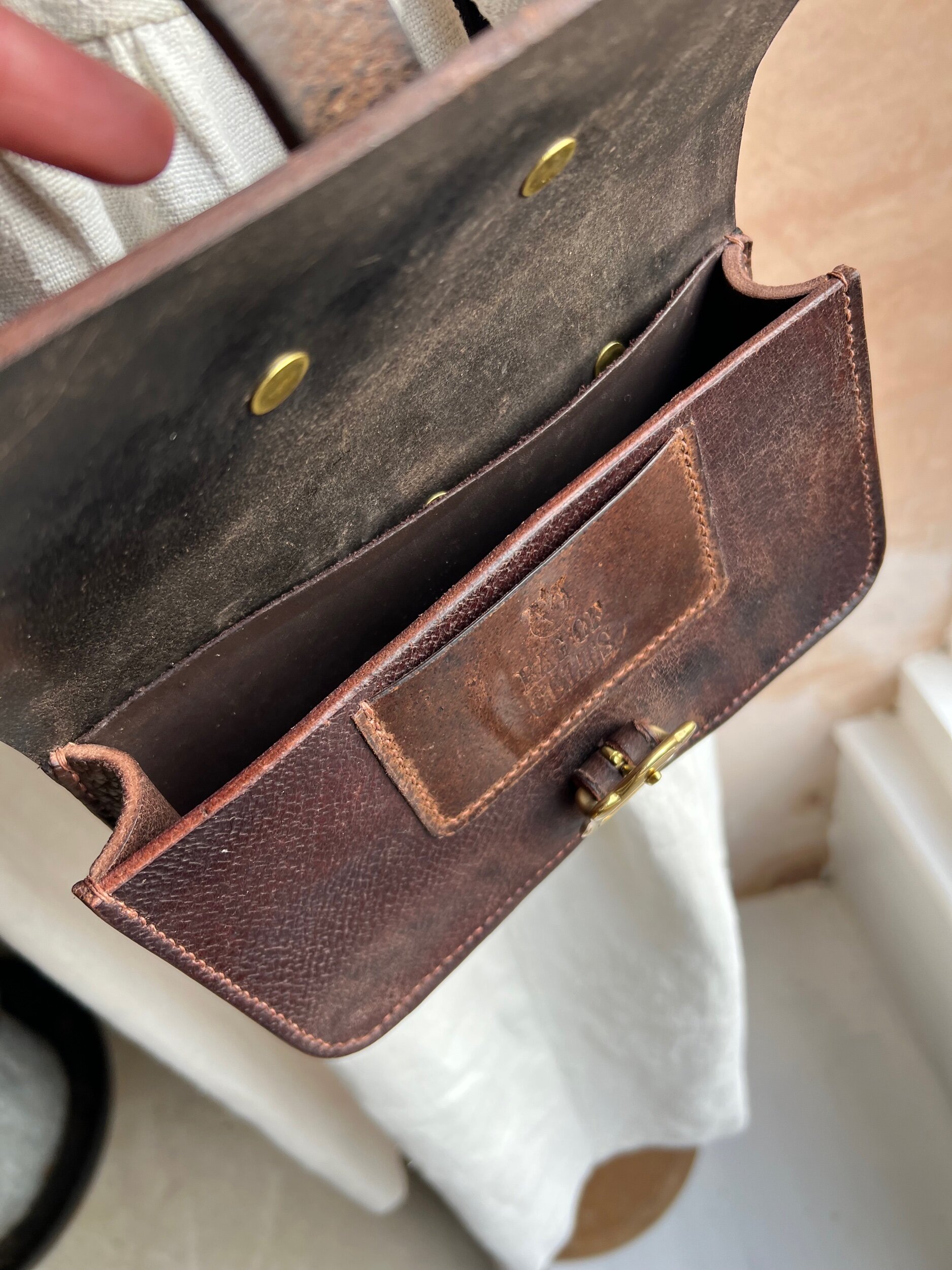 rag of colts handmade repurposed saddle leather hand bag hand stitched saddle stitched leather bag handbag