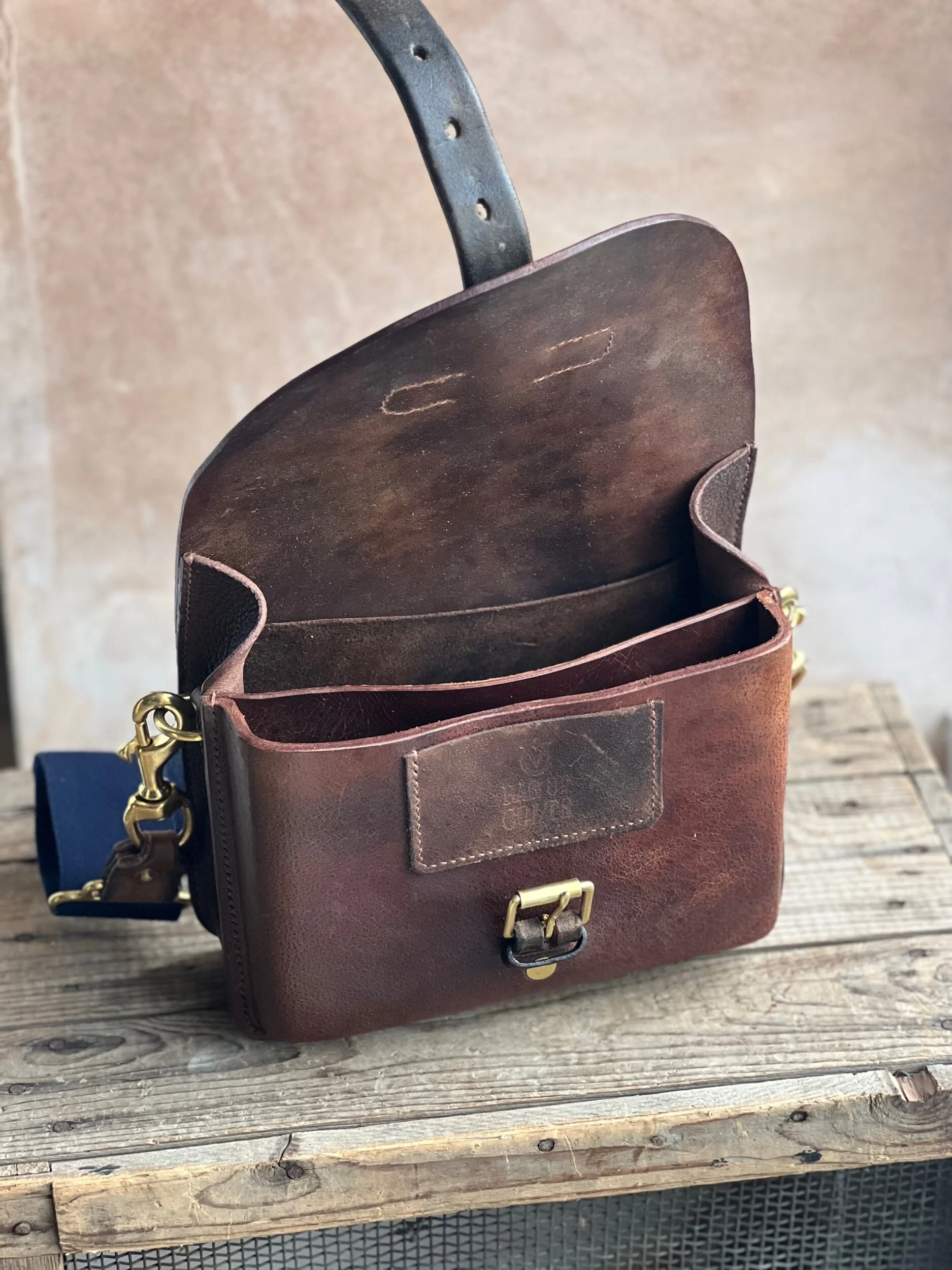 rag of colts handmade saddle leather repurposed leatherwork handbag satchel hand stitched