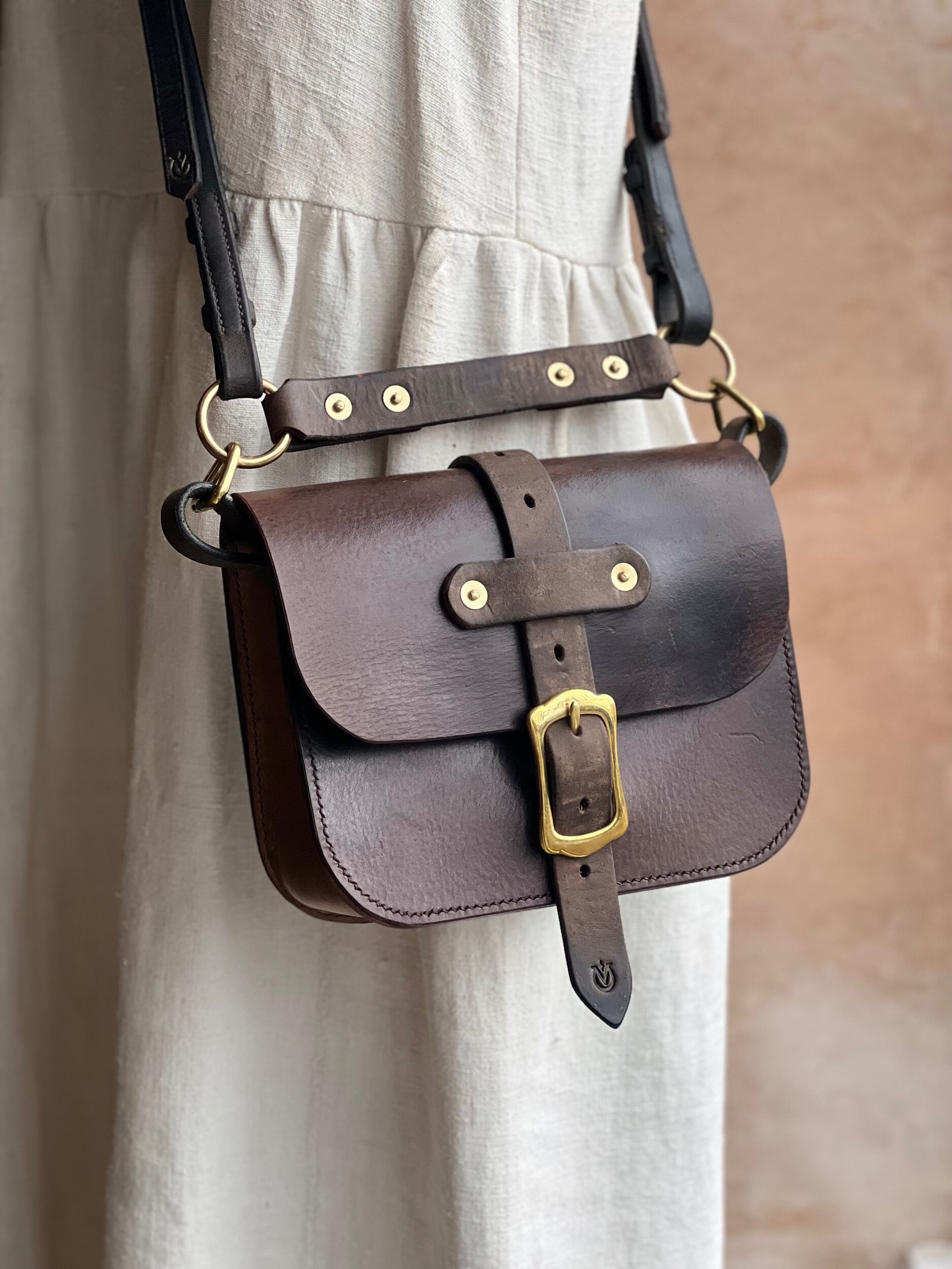 rag of colts handmade handstitched repurposed saddle leather handbag Meg bag