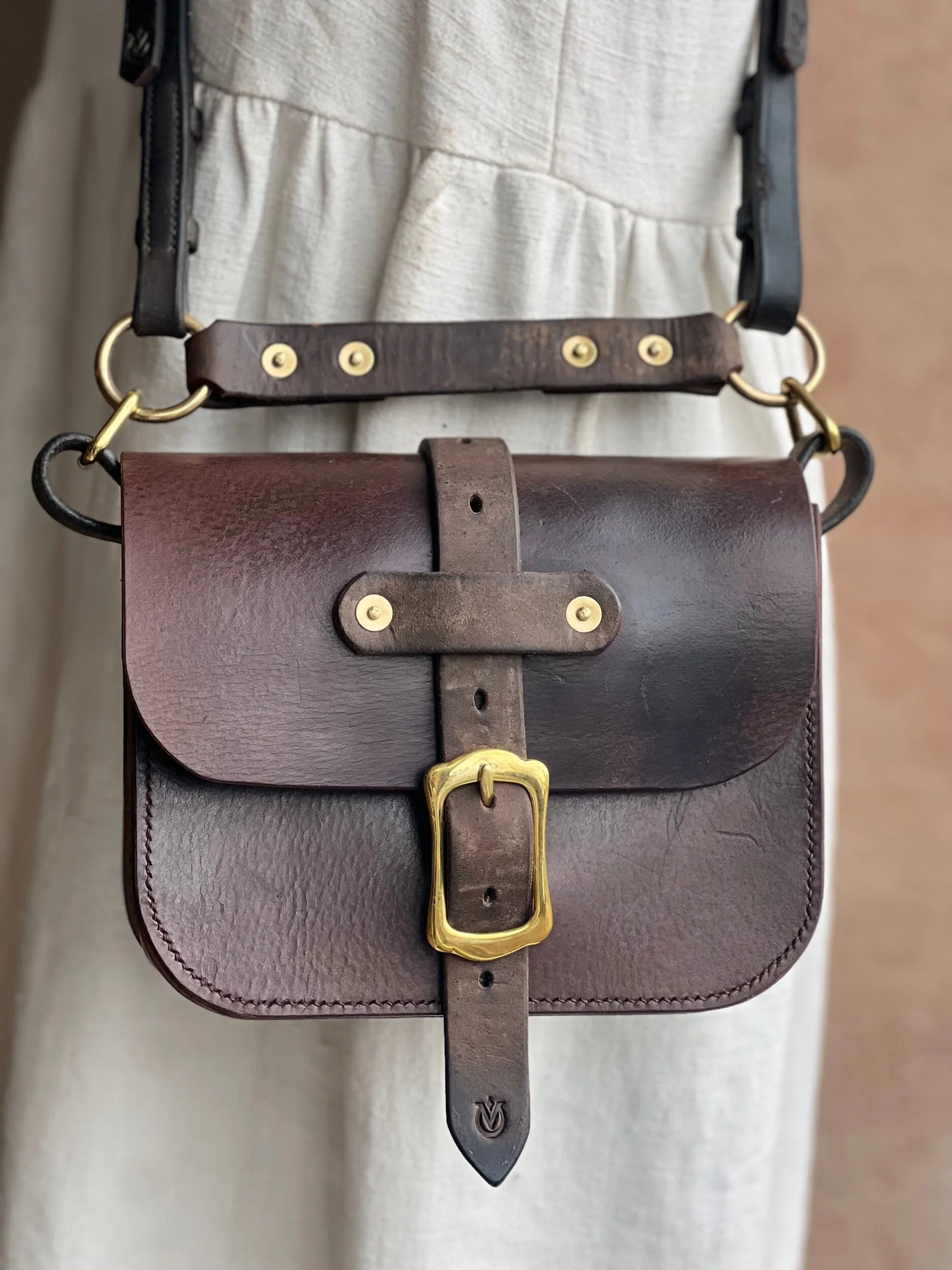 rag of colts handmade handstitched repurposed saddle leather handbag Meg bag