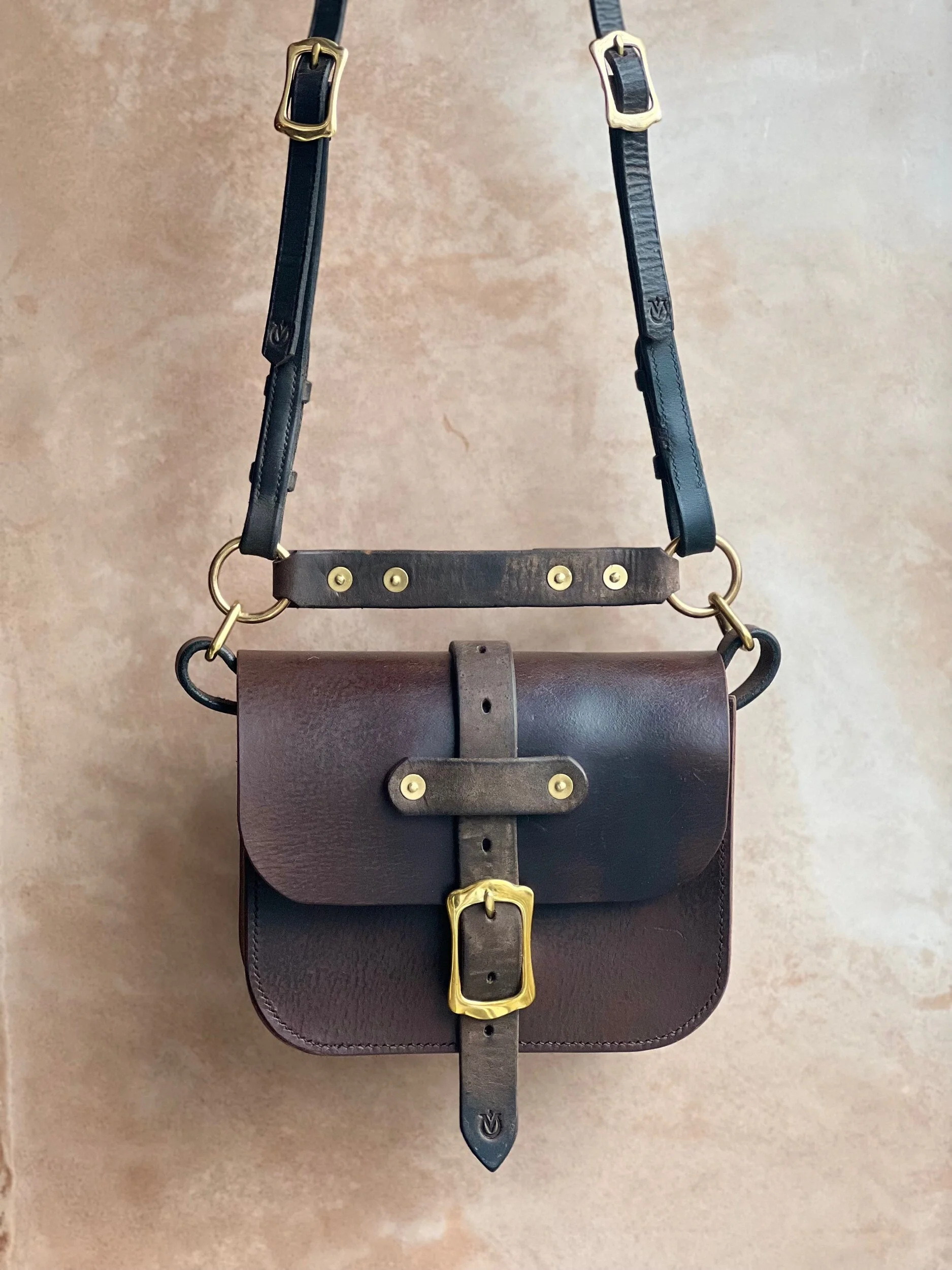 rag of colts handmade handstitched repurposed saddle leather handbag Meg bag