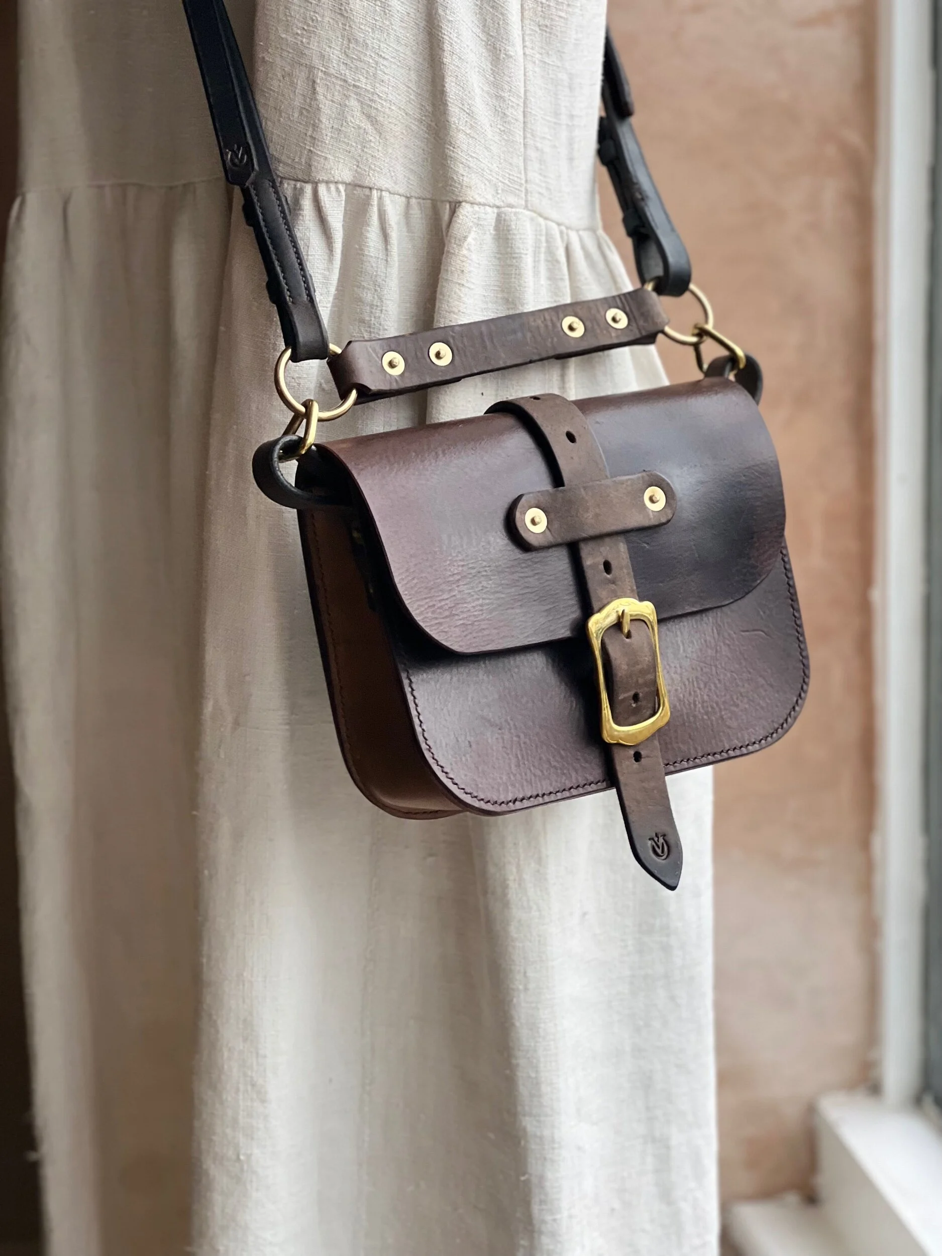 rag of colts handmade handstitched repurposed saddle leather handbag Meg bag