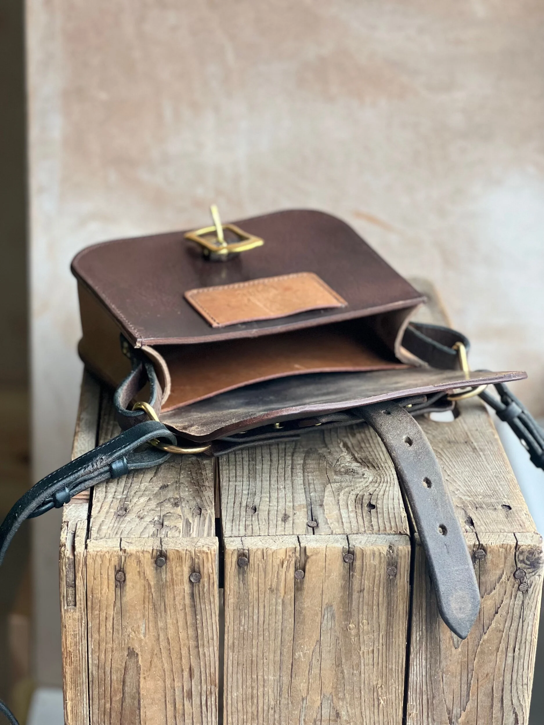 rag of colts handmade handstitched repurposed saddle leather handbag Meg bag