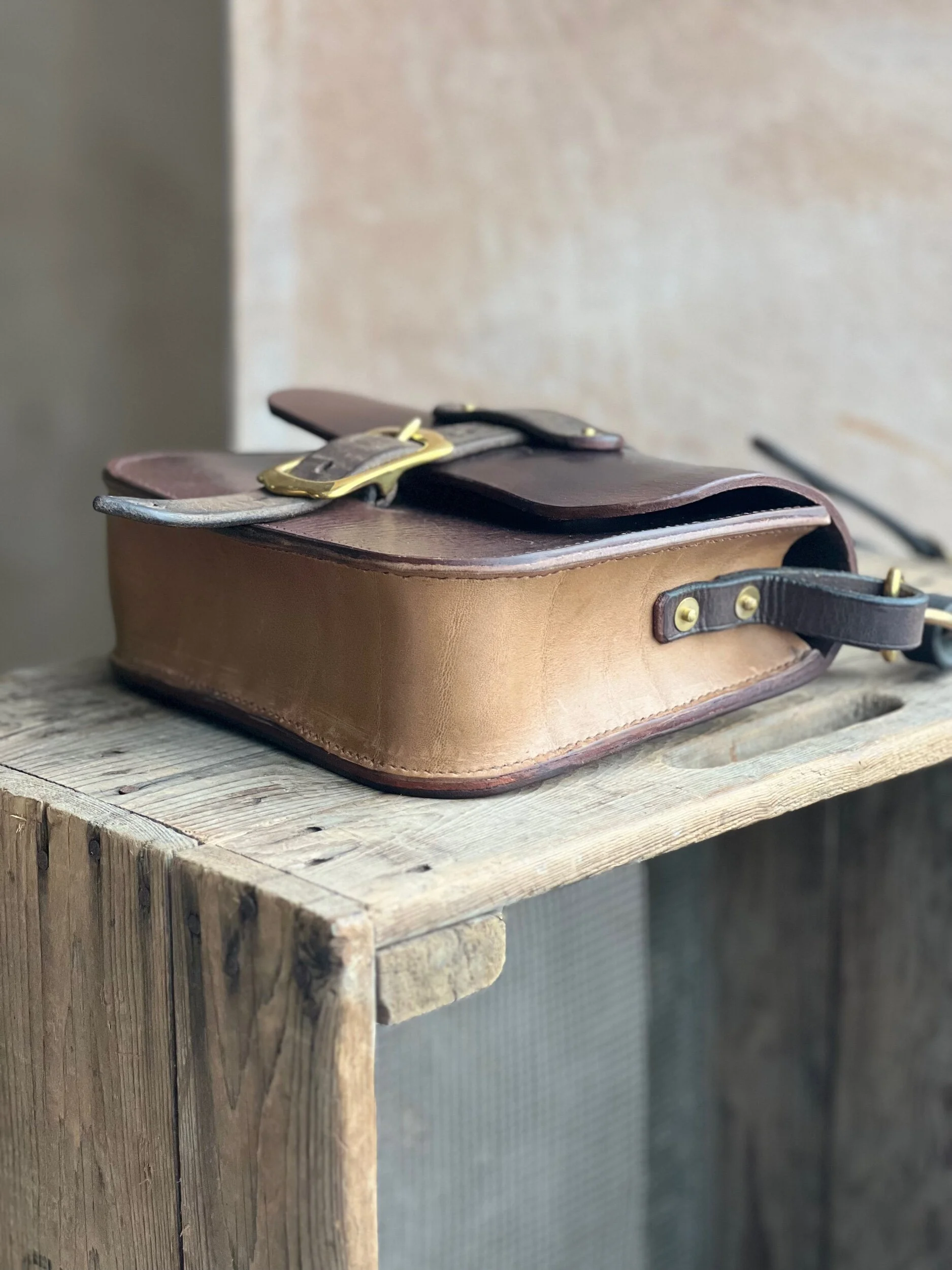 rag of colts handmade handstitched repurposed saddle leather handbag Meg bag