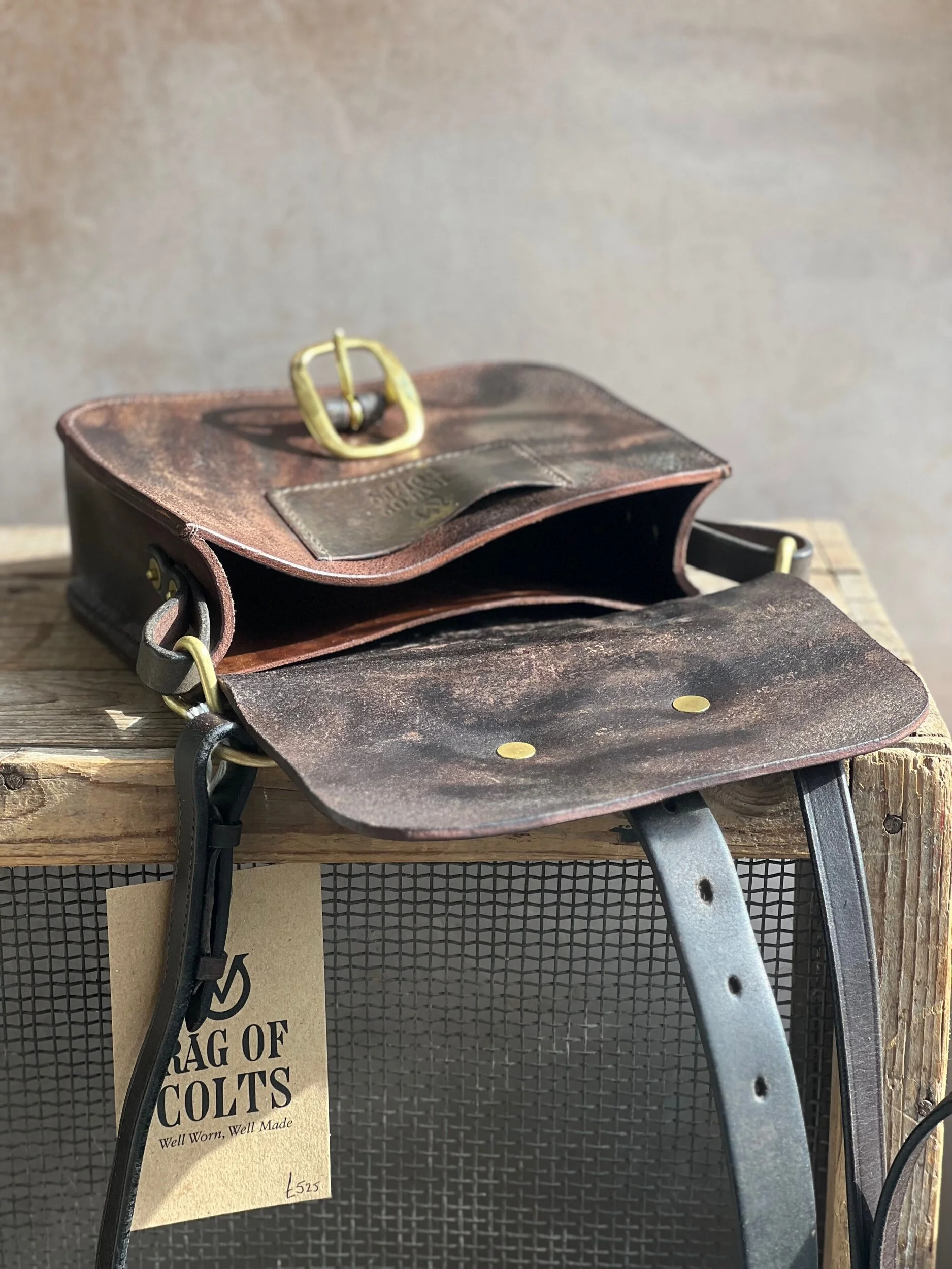 Rag of Colts handmade hand stitched repurposed vintage leather saddle bag handbag