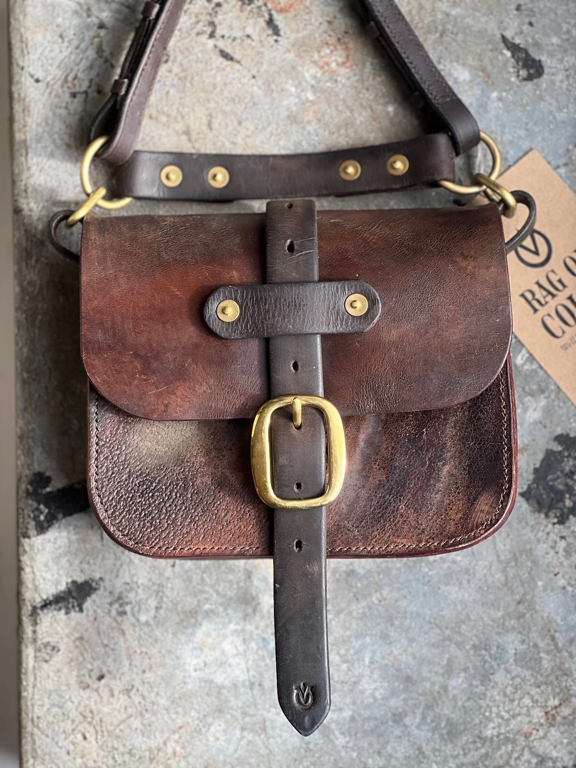 Rag of Colts handmade hand stitched repurposed vintage leather saddle bag handbag