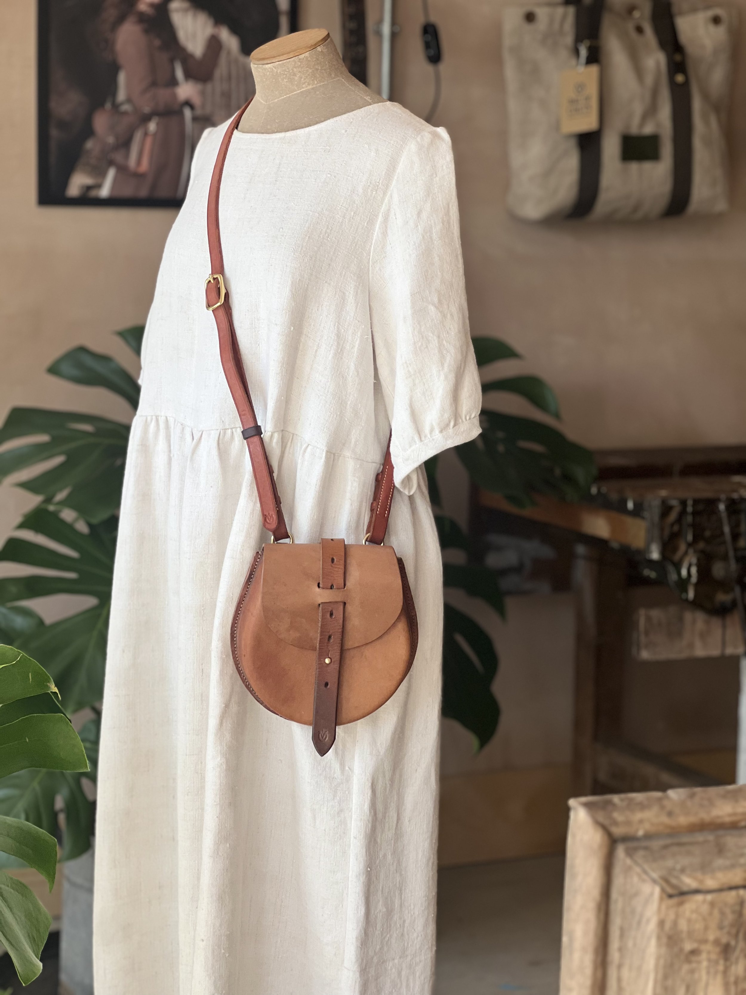 handmade repurposed saddle leather Rowan bag by rag of colts