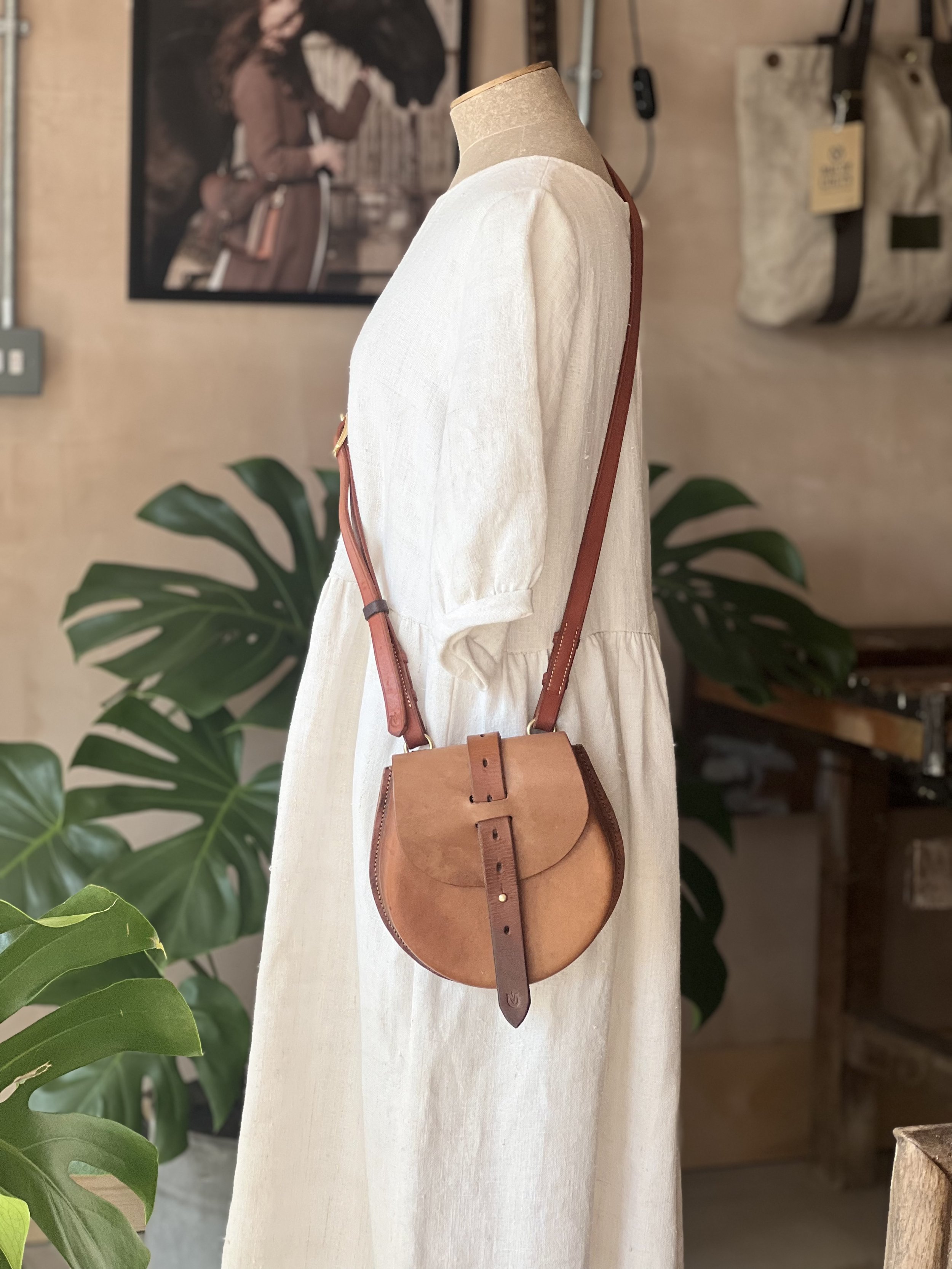 handmade repurposed saddle leather Rowan bag by rag of colts
