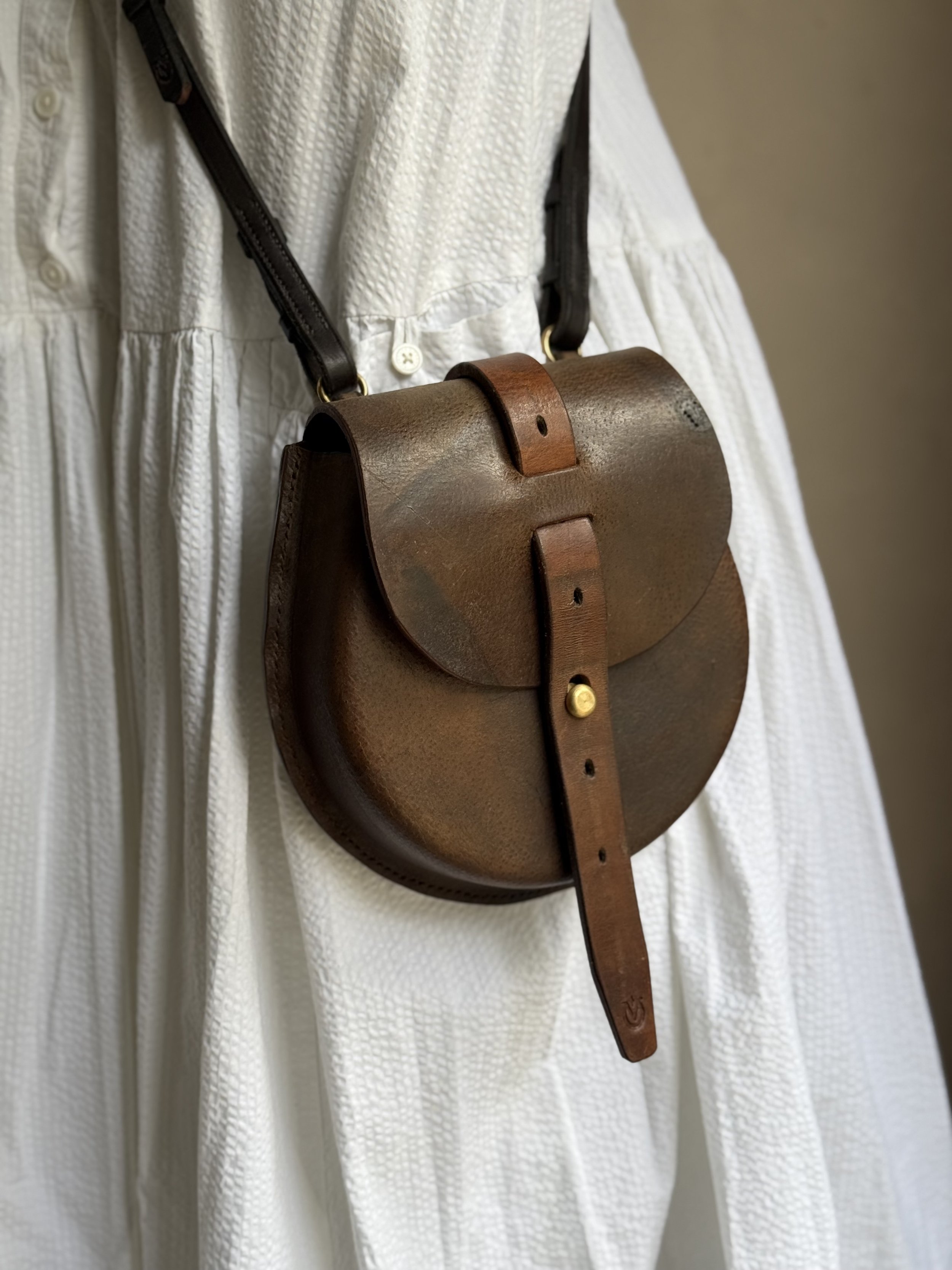 Rag of Colts Rowan handbag handmade hand stitched repurposed saddle leather bag made in Somerset