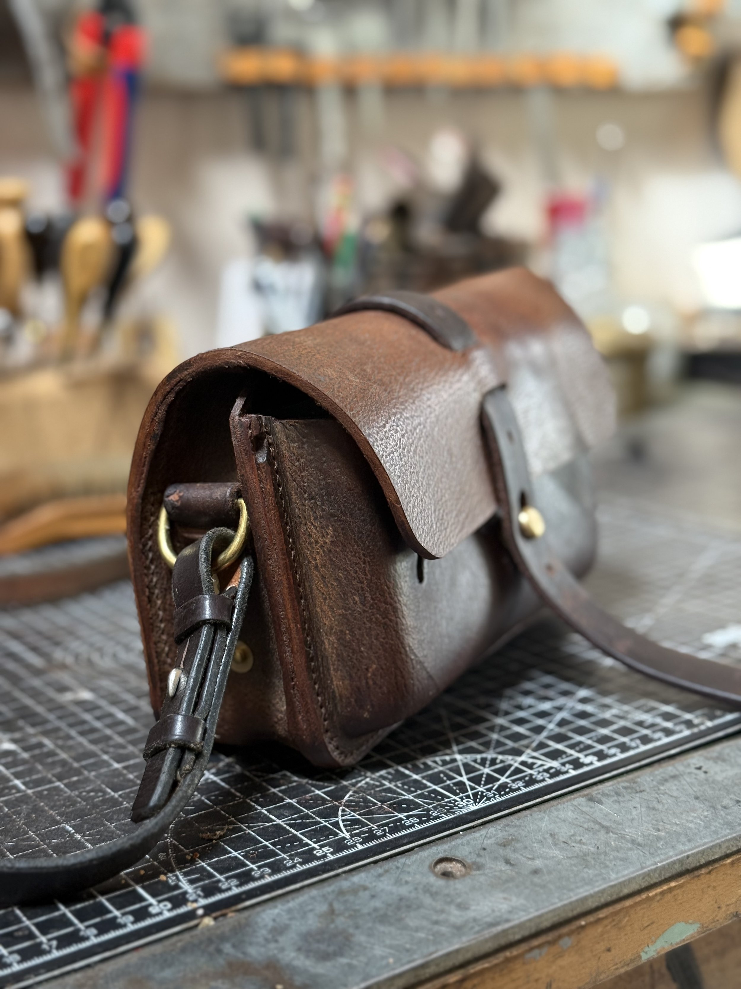 Rag of Colts handmade handbag repurposed saddle leather hand stitched