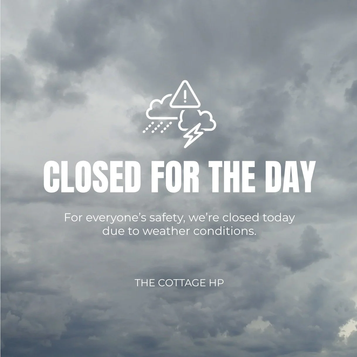 Mother Nature has other plans today 🌧️
For everyone&rsquo;s safety, The Cottage HP will be closed Monday, March 16 due to severe weather.
Stay safe and cozy &mdash; we&rsquo;ll see you soon!

#SevereWeather #thecottagehp
