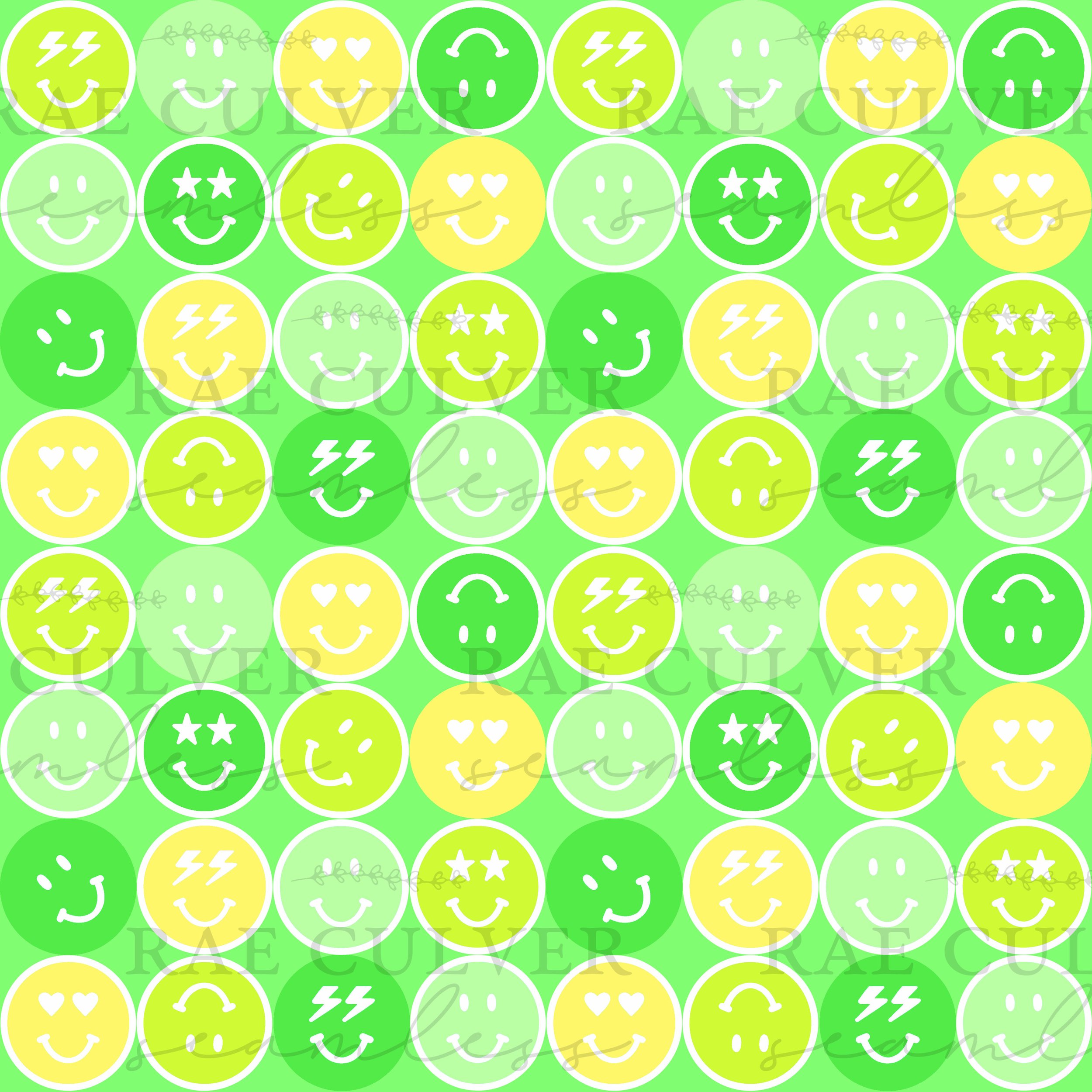 Green Smiley Grid — RaeCulverSeamless
