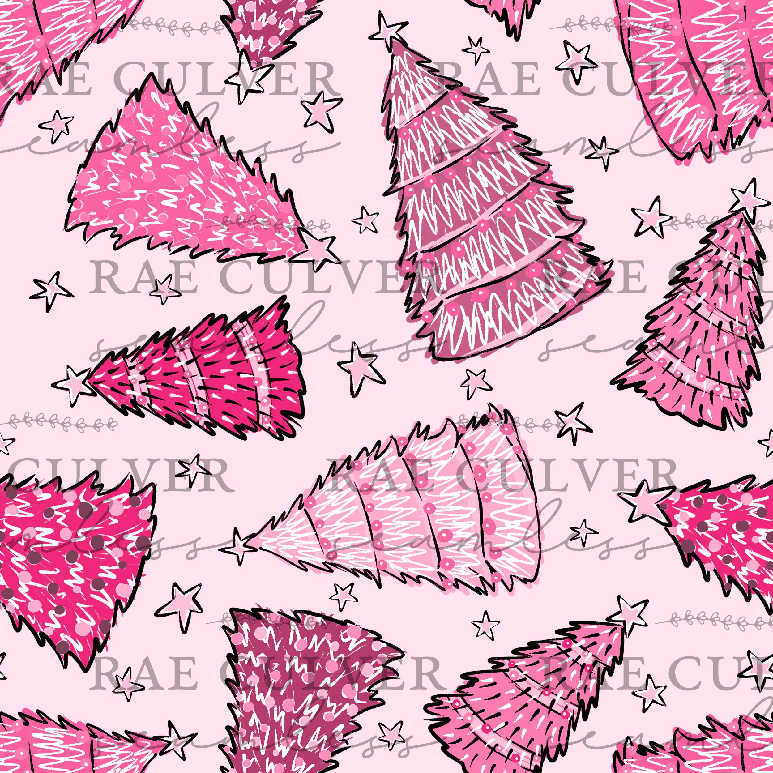 Pink Funky Christmas Trees — RaeCulverSeamless