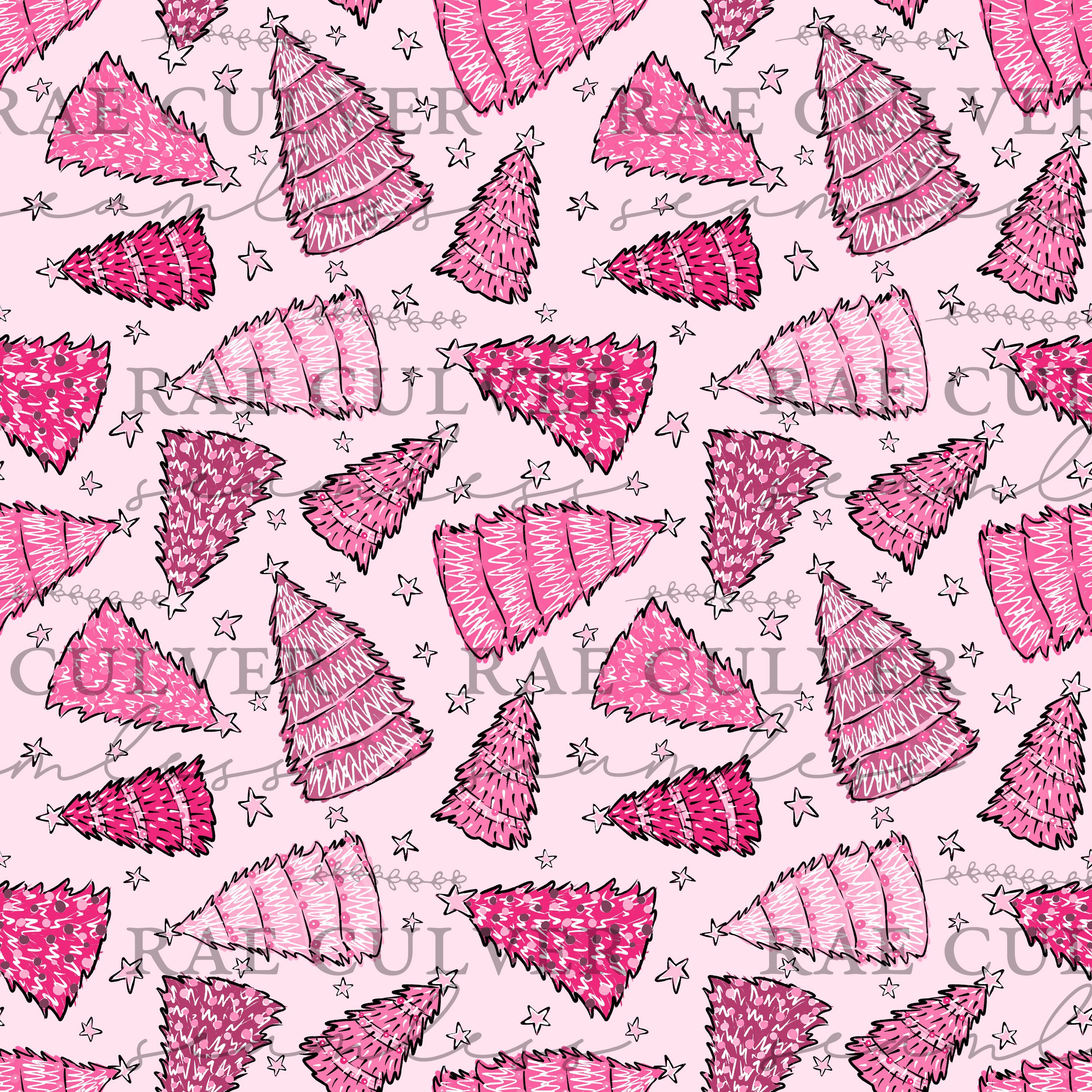 Pink Funky Christmas Trees — RaeCulverSeamless