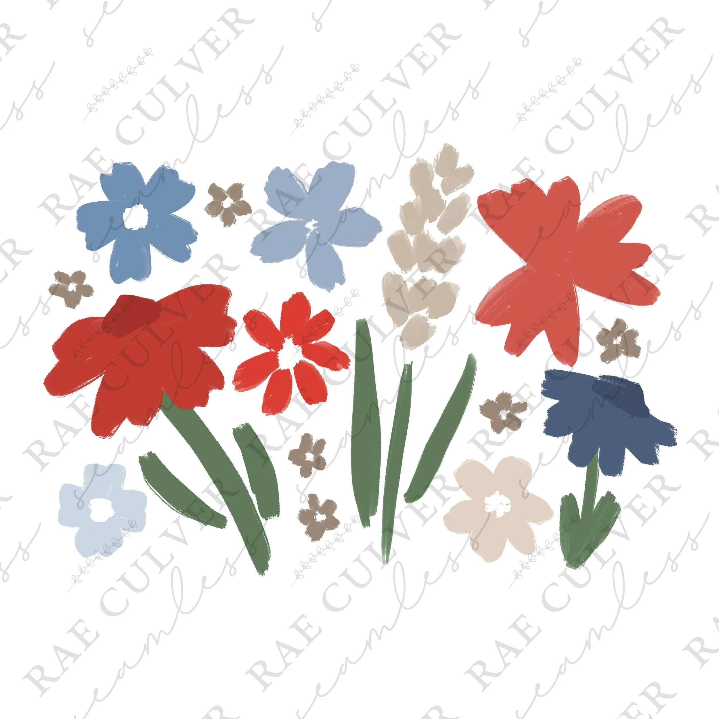 Sweet Summer Floral Red White Blue Sub