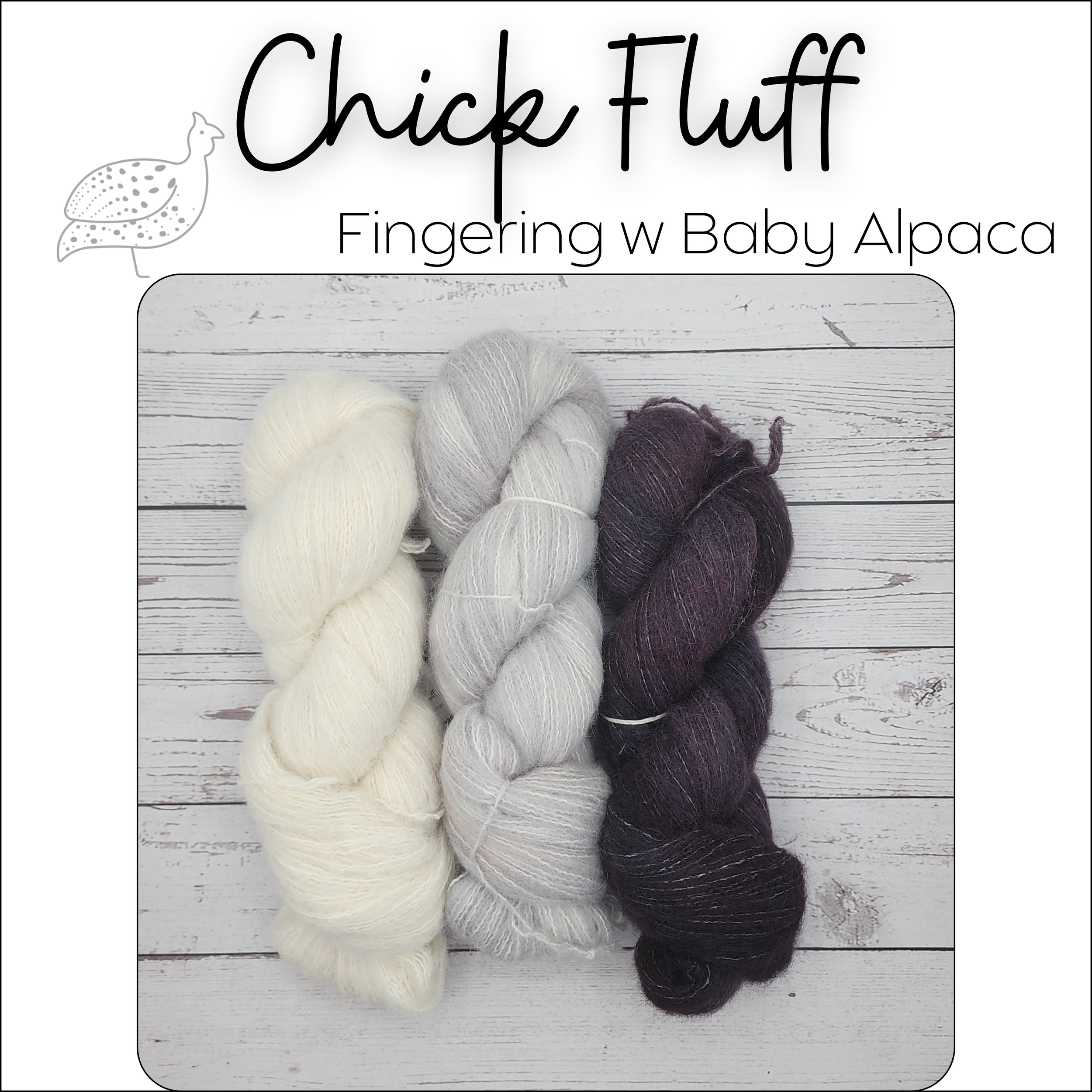 Chick Fluff Tonals White, Gray, and Black