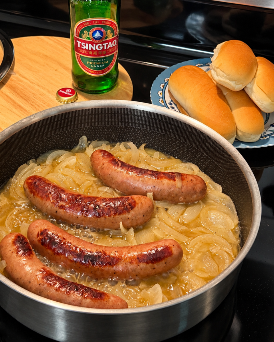 Tsingtao Beer Braised Bratwurst & Onion