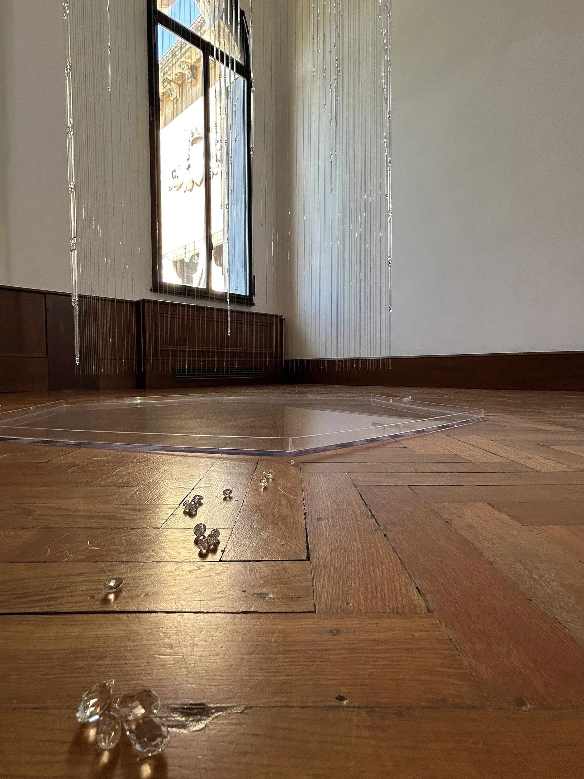 close up bottom view of sculpture titled Opium House Tears by Afruz Amighi on display at the Venice Biennale