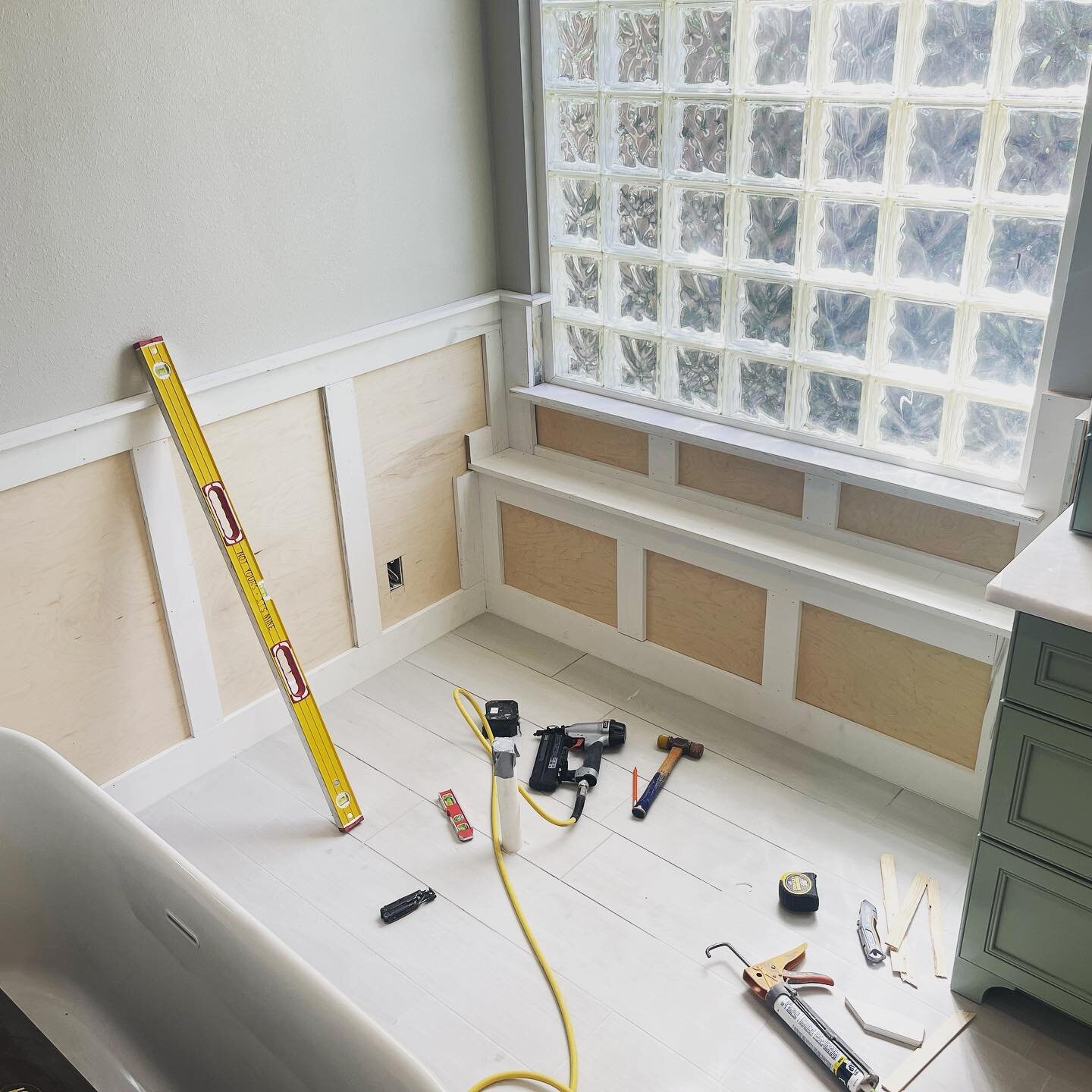 #carpentry #wainscoting #masterbathroom #remodeling