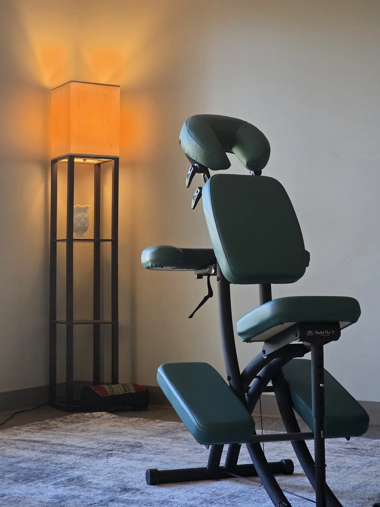 Professional massage chair set up for on-site chair massage