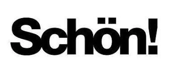 Logo Schön! écrit en lettres noires sur fond blanc. Parution Guillaume Larquemain.