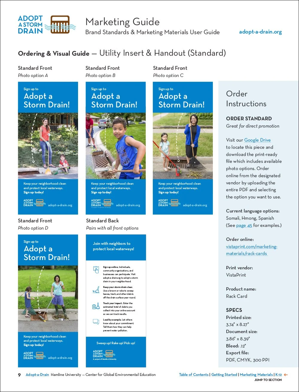 A page in the Marketing Guide that shows an example of marketing materials.