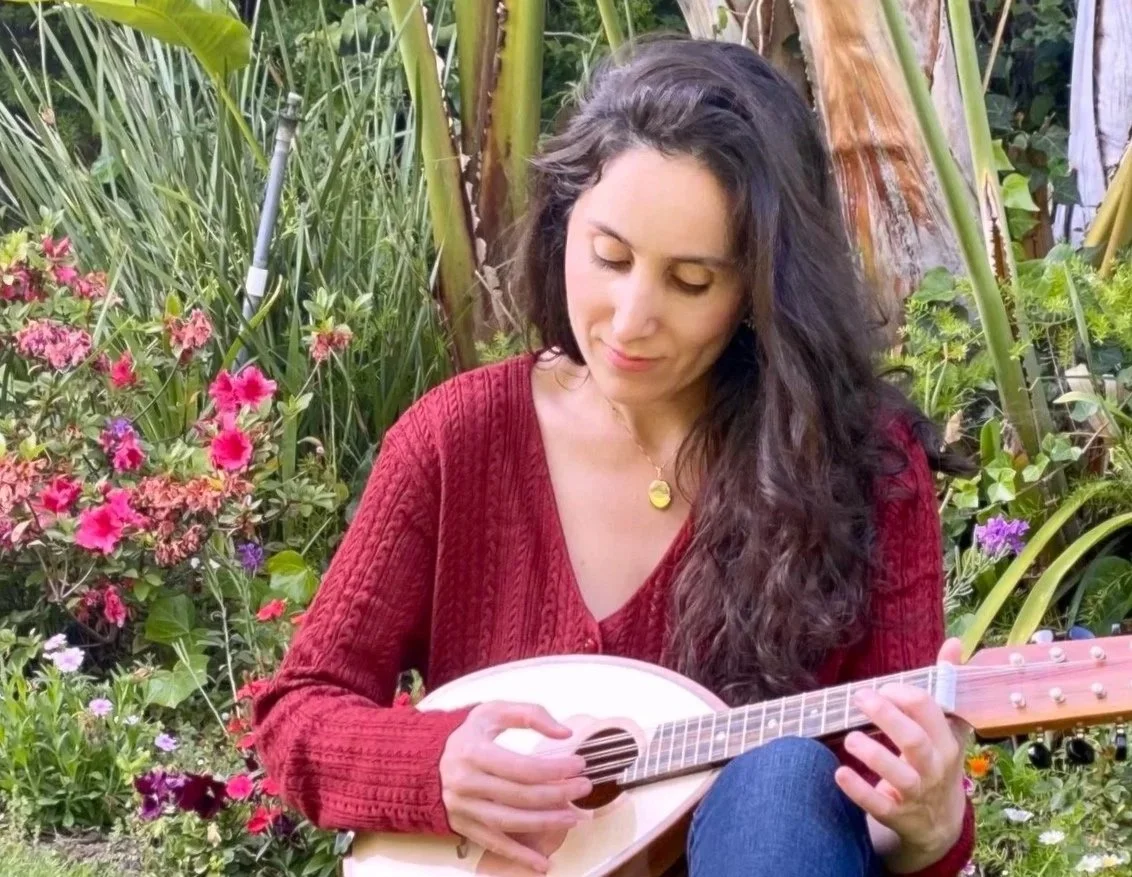 I had always been curious about the lute and mandolin, loving the sound, shape, and imagery. This is a bowl back mandolin like the kind Corelli would have played, and this one is handmade for me from Crete. It uses walnut, spruce, pear, and ebony woo