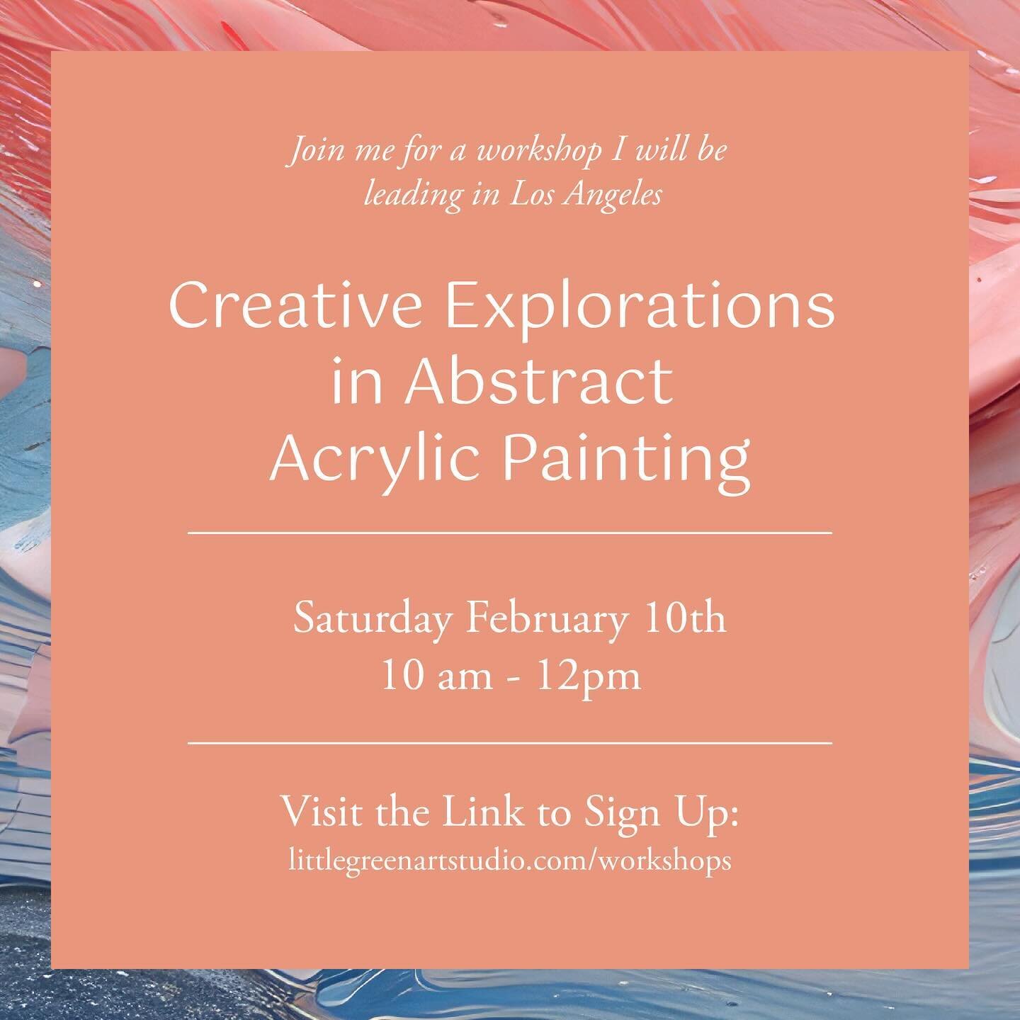 Join me February 10th from 10am-12pm for a workshop I'll be leading in Abstract Acrylic Painting, visit the link to learn more and sign up 🎨❤️👩🏻&zwj;🎨