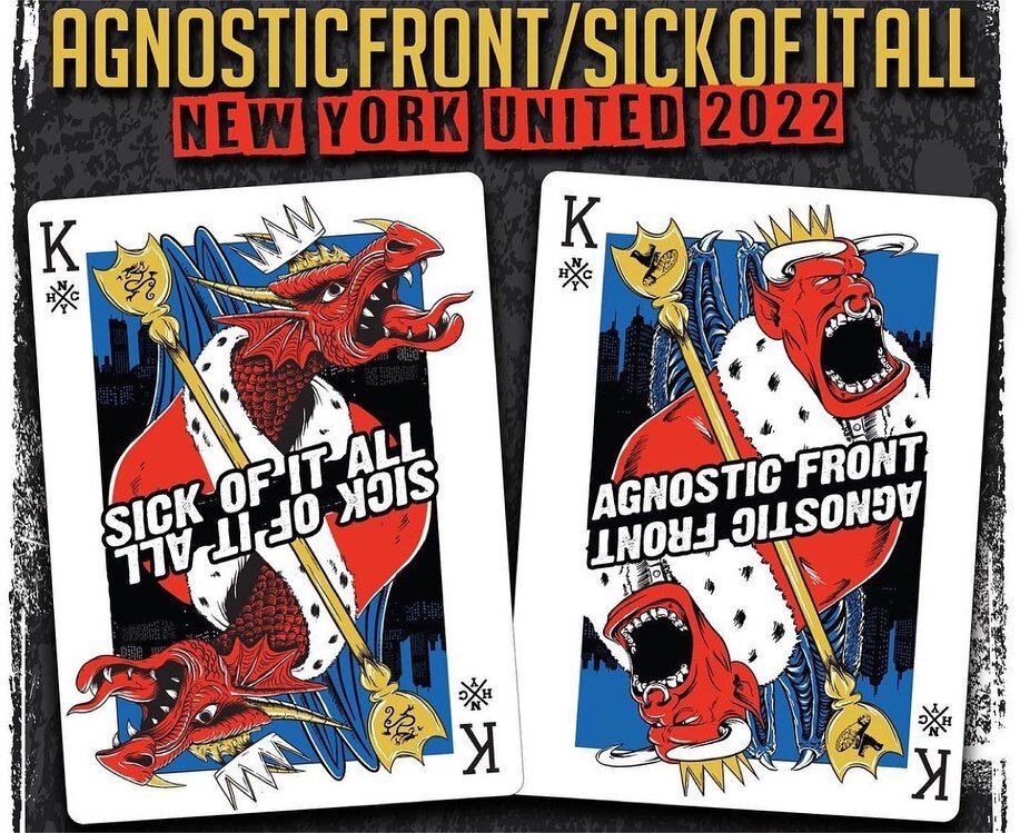 THE KINGS of NYC are back!!! 👑 @agnosticfrontnyc and @sickofitallnyc will be co-headlining &ldquo;New York United 2022&rdquo; and coming to a city near you!! @crownofthornz appear on all May dates and special guest tbd for September. Tix on sale thi