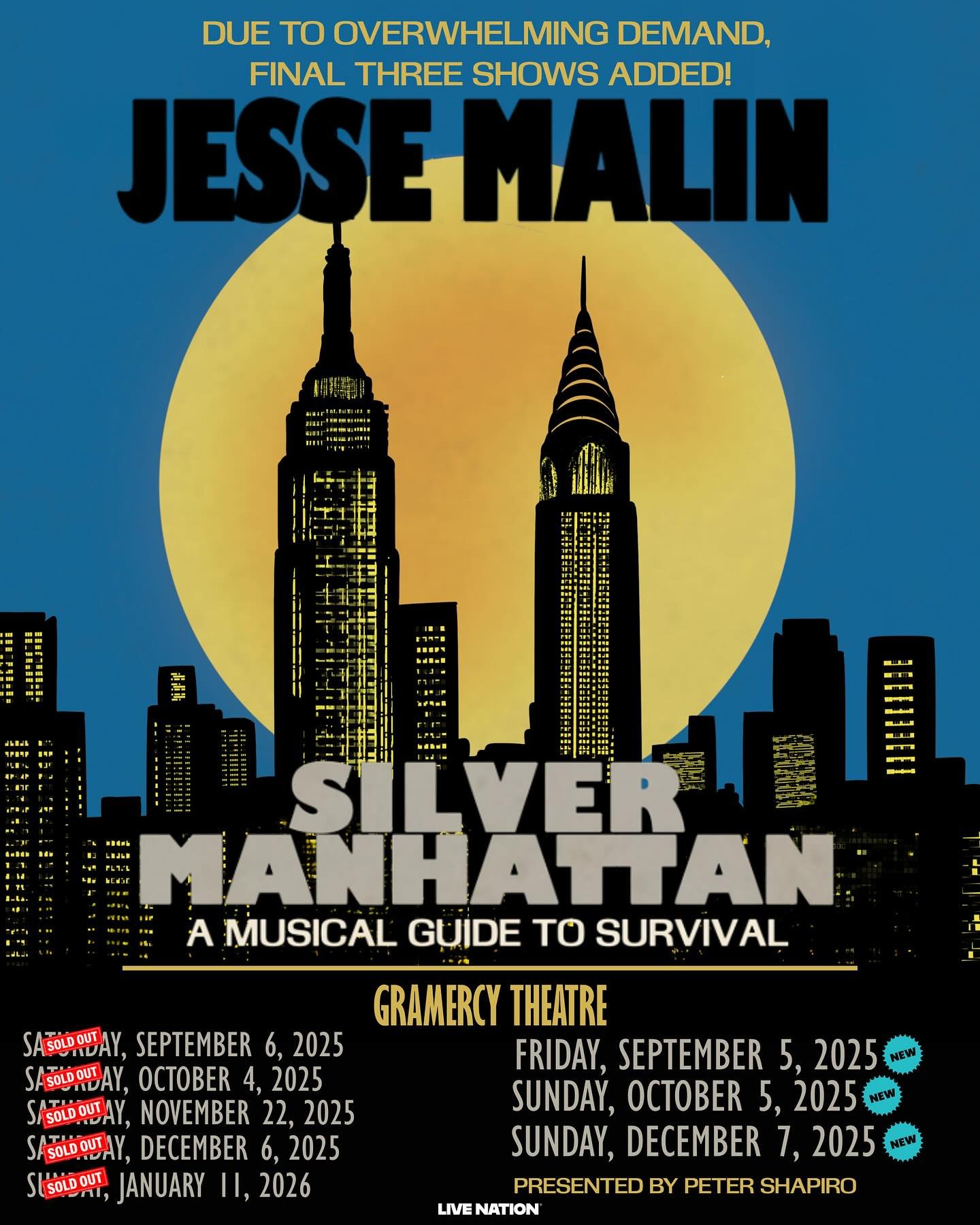 Huge congrats to @jesse_malin 🎉🎉🎉 First 5 shows sold out immediately and 3 final shows just added. On sale NOW!! These tix will go fast. Visit the link in Jesse&rsquo;s bio to get your tix before they are gone!! 🥳