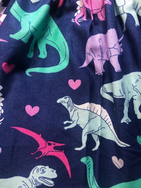 Dinosaur & Hearts Skirt Close Up