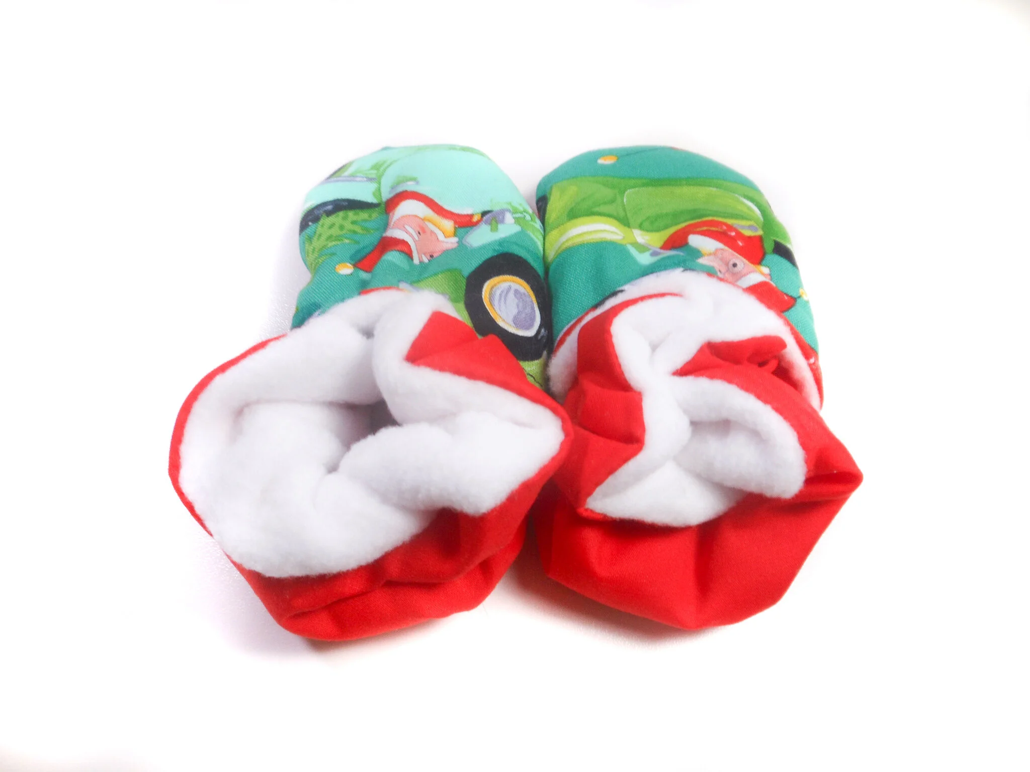 Santa Driving Baby Booties Back