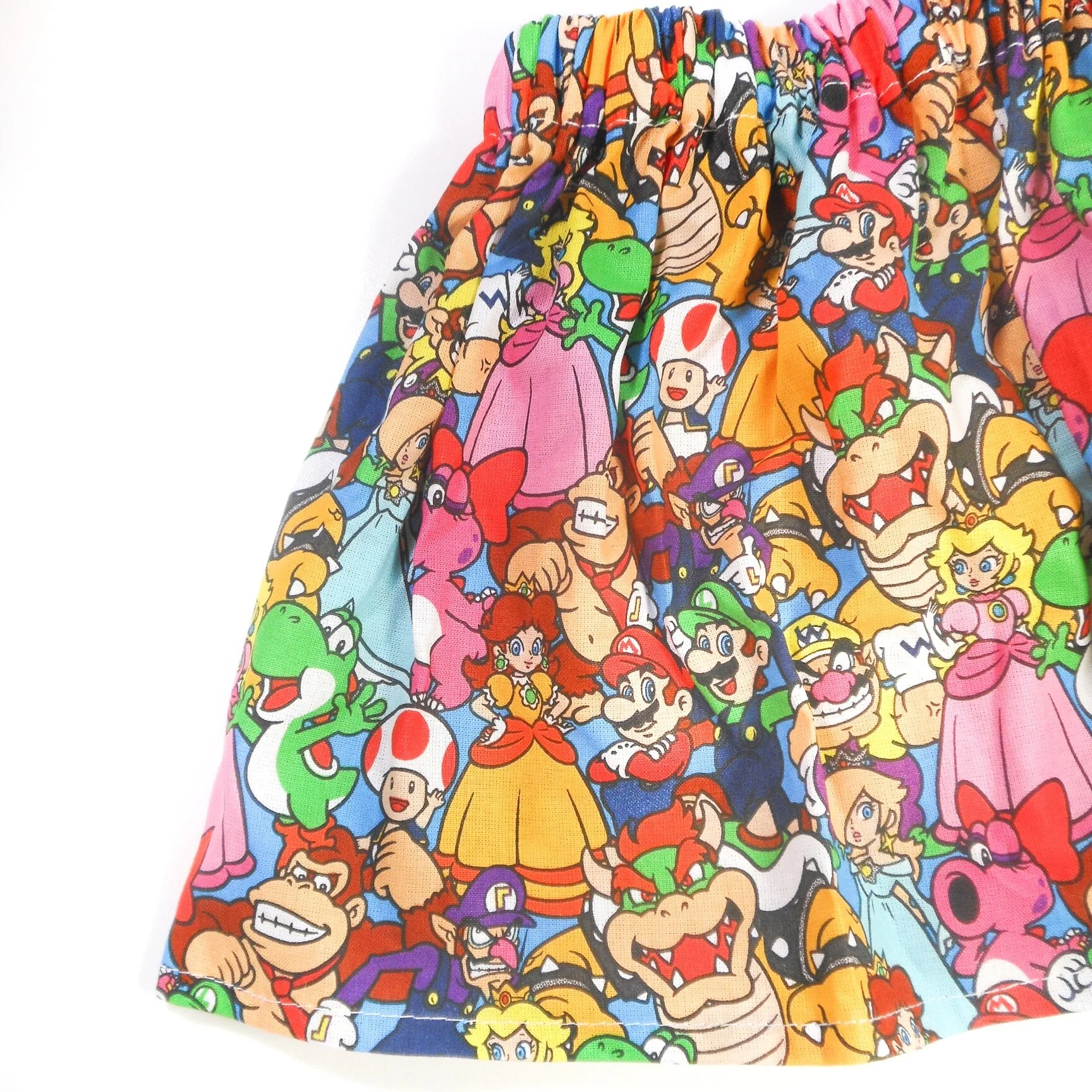Kid's Super Mario Brothers Skirt with Princess Peach, Mario, Luigi, Yoshi, Toad, Bowser, and more