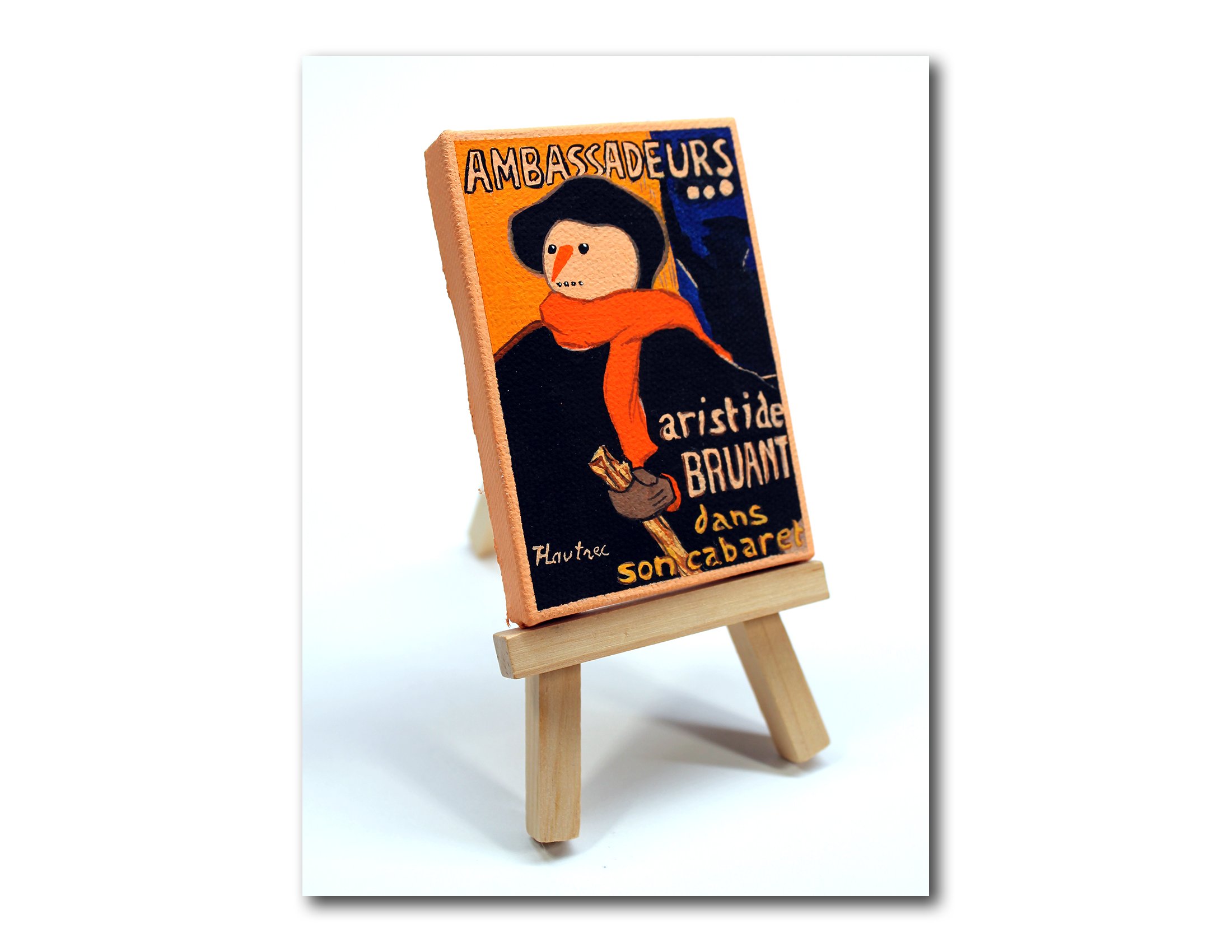Snowman miniature painting Great Masters paintings revisited