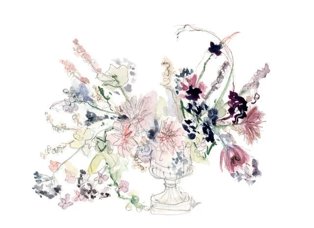 9 x 12 Watercolor Winter Branches in Urn Bouquet on Paper
