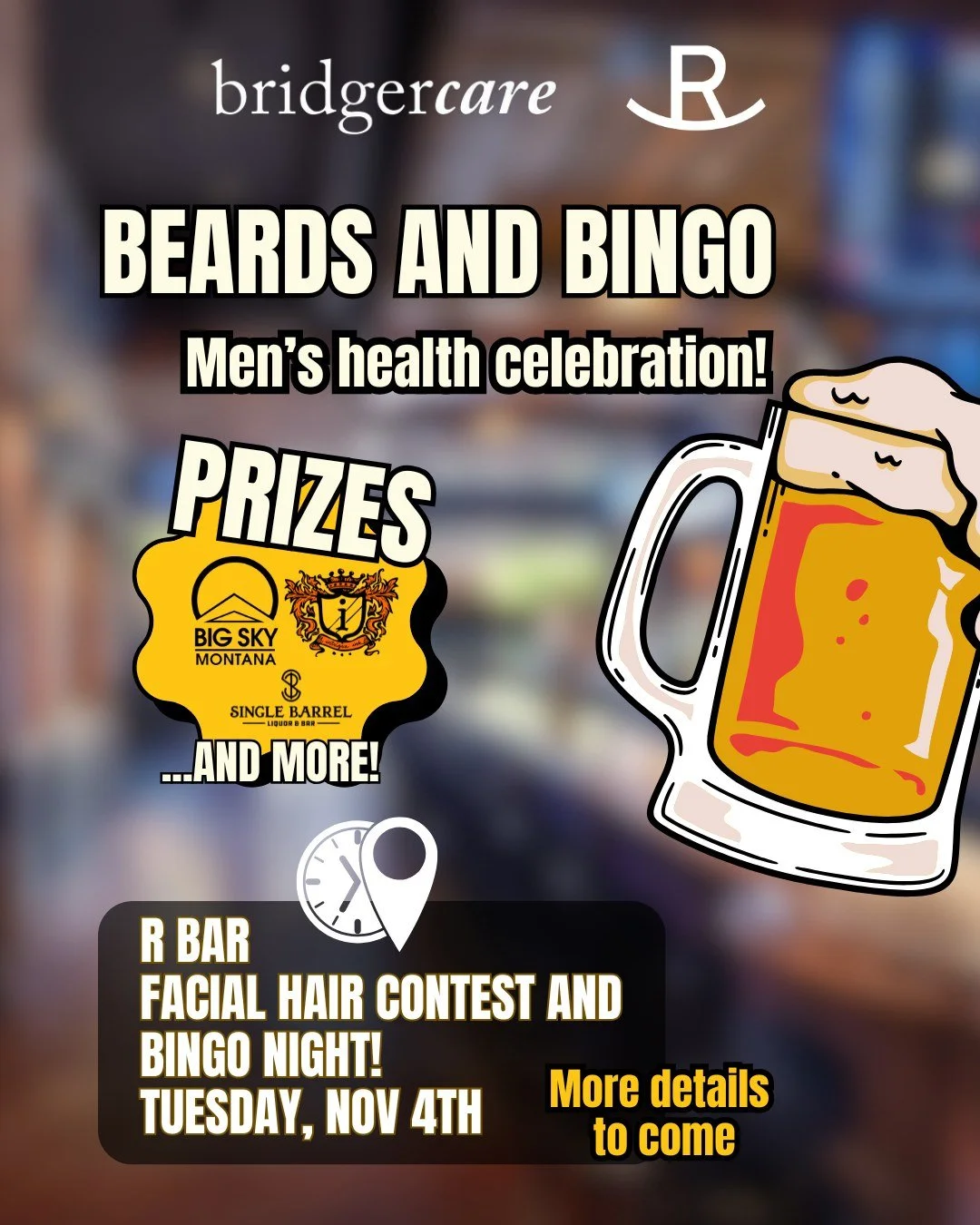 Movember is coming right up! If you haven't heard of Movember, it is a men's health awareness campaign for the whole month of November. We are so excited to celebrate with our friends @rockingrbar with a facial hair contest and bingo night! Winners w