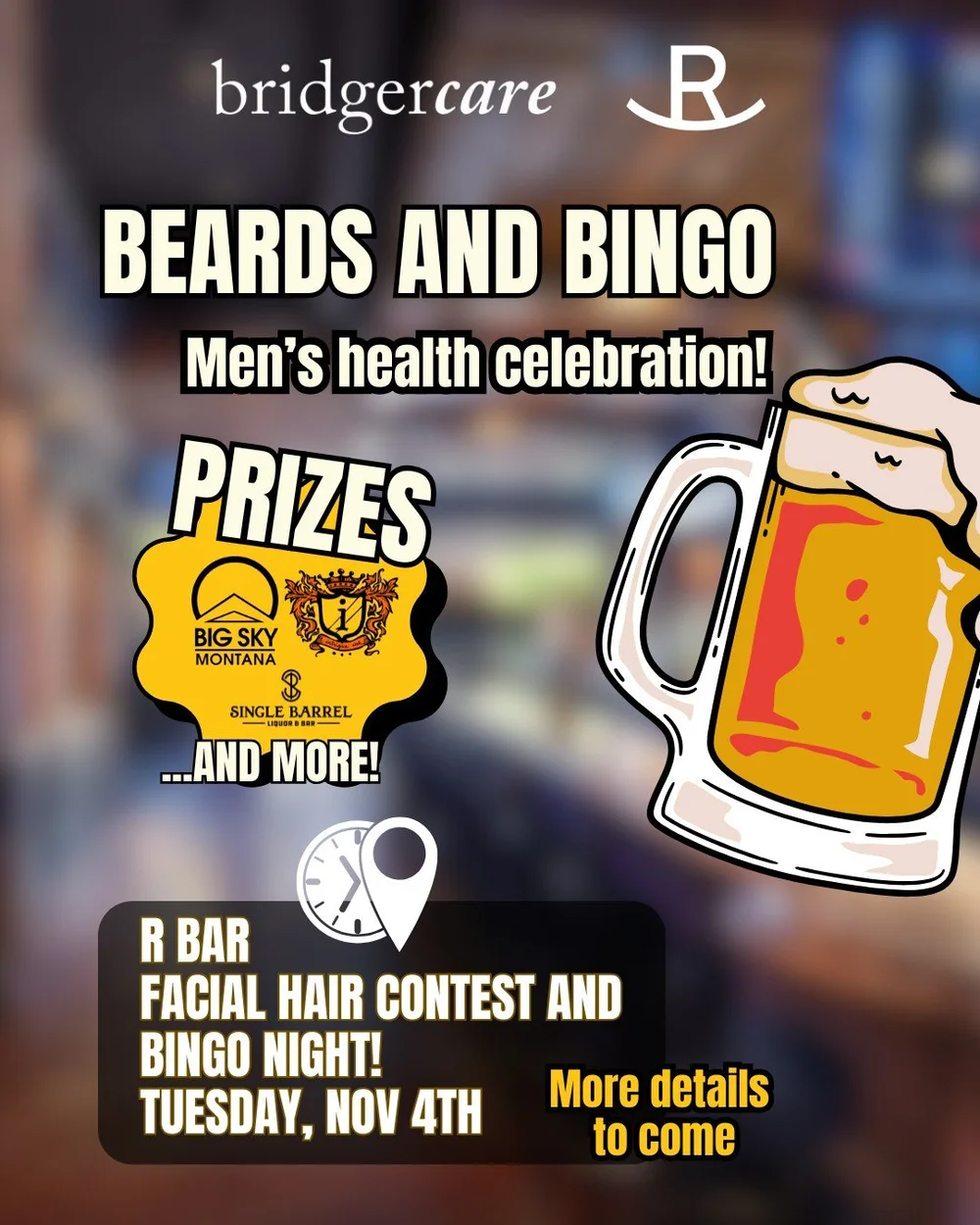Movember is coming right up! If you haven't heard of Movember, it is a men's health awareness campaign for the whole month of November. We are so excited to celebrate with our friends @rockingrbar with a facial hair contest and bingo night! Winners w