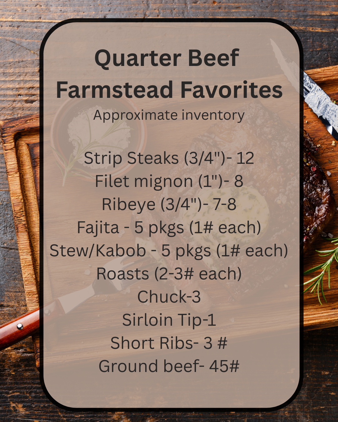 What Comes in a Quarter Beef? (Farmstead Favorites Cut List)