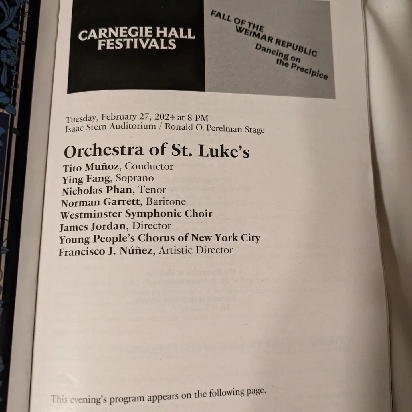 My first Carmina! This week was an absolute dream assisting @titoconductor for his Carnegie debut. It was absolutely stunning and inspiring.  Congratulations, Tito!